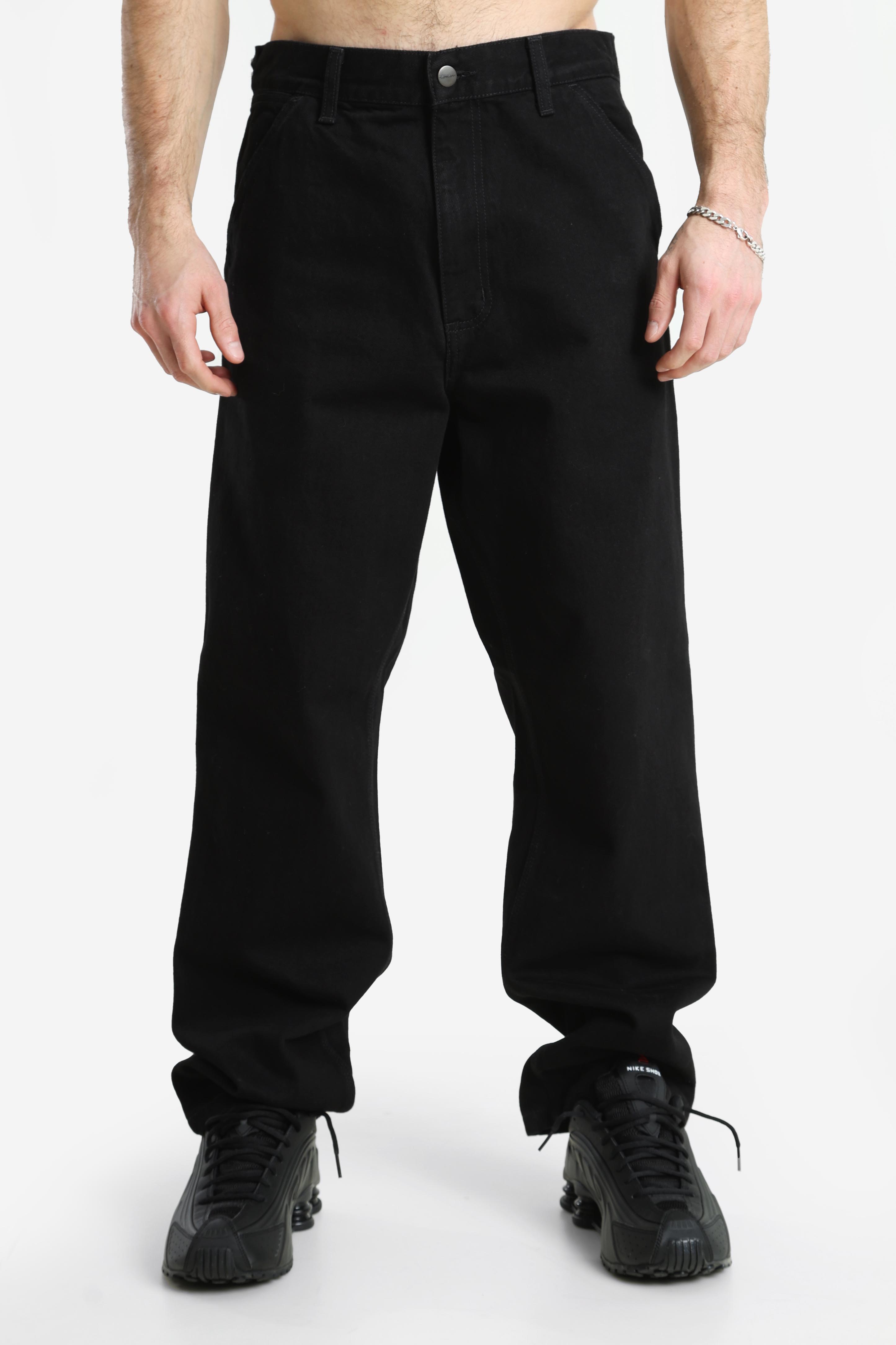 Single Knee Relaxed Straight Fit Jeans L32 - Black Rinsed