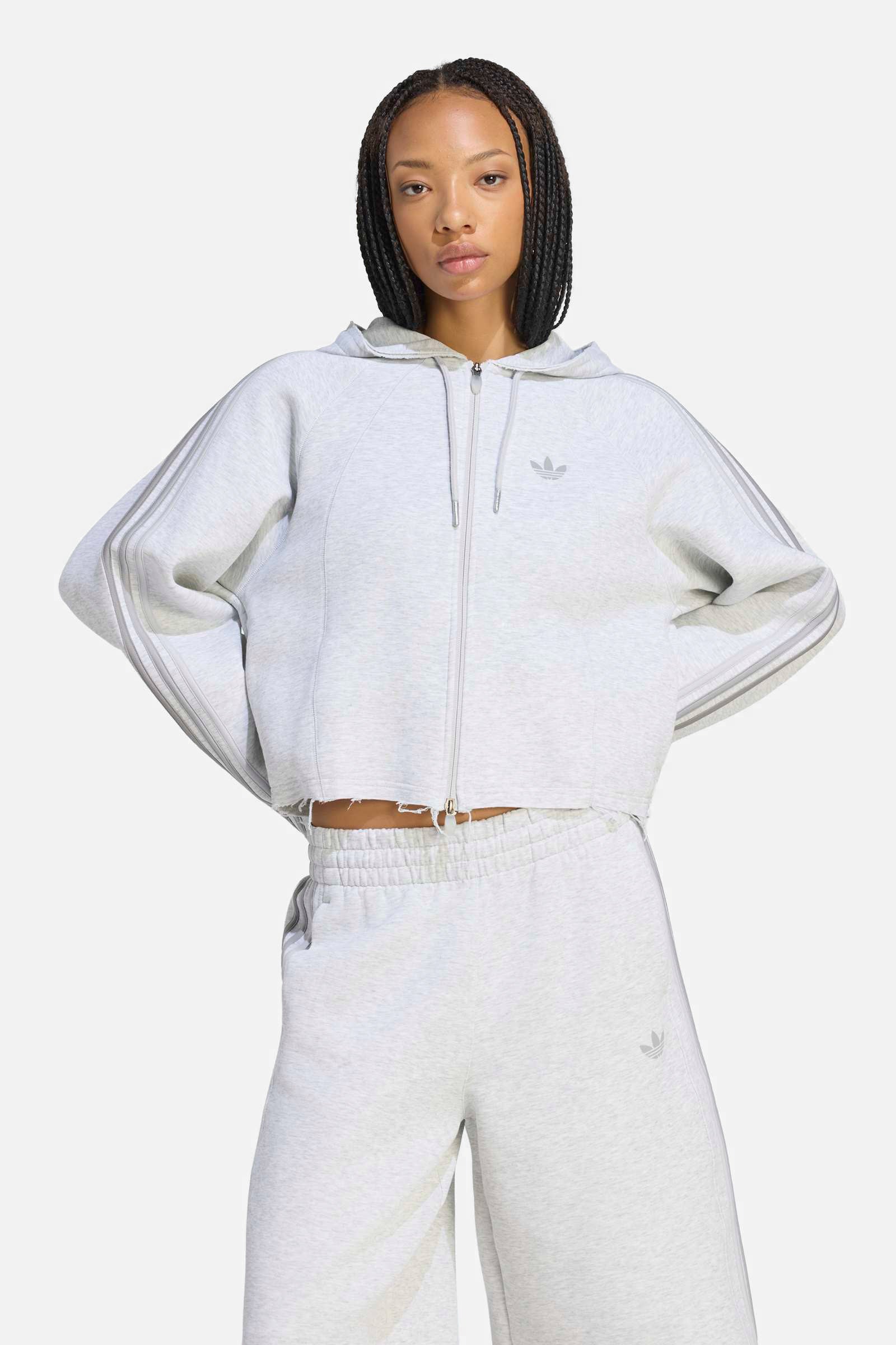 Oversize Kapuzensweatjacke - Light Grey Heather