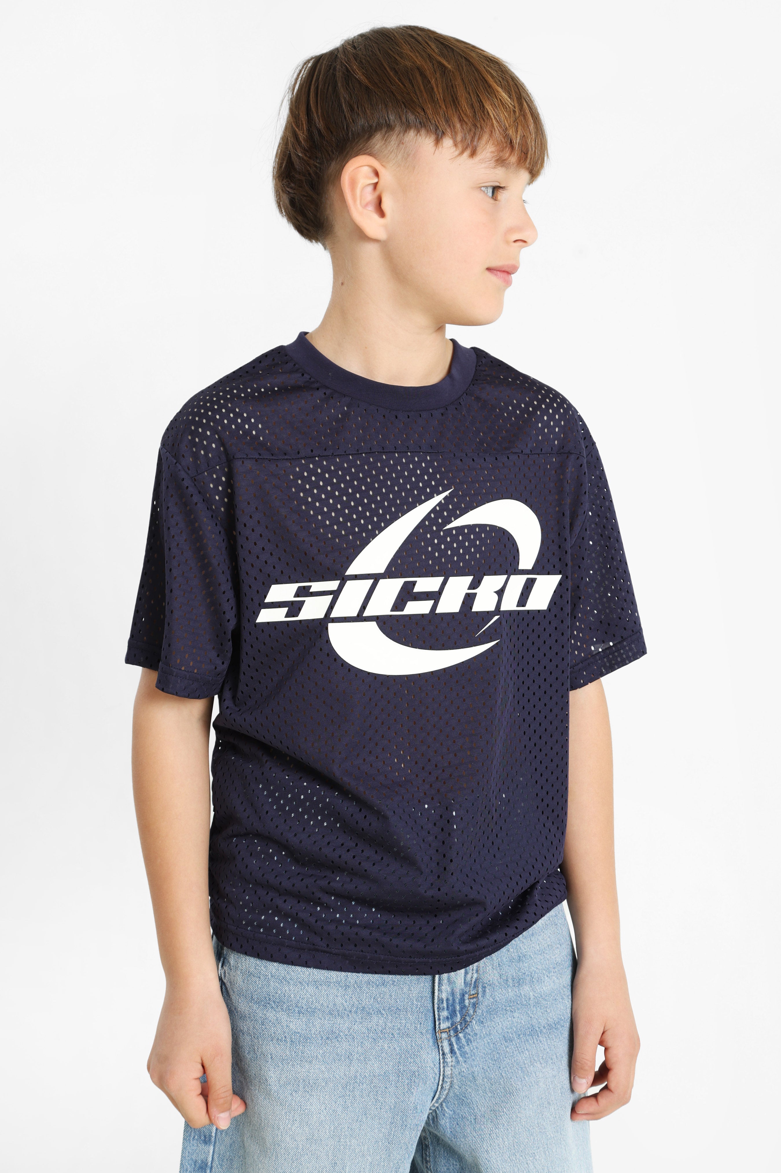 Mesh T-Shirt - Marineblau