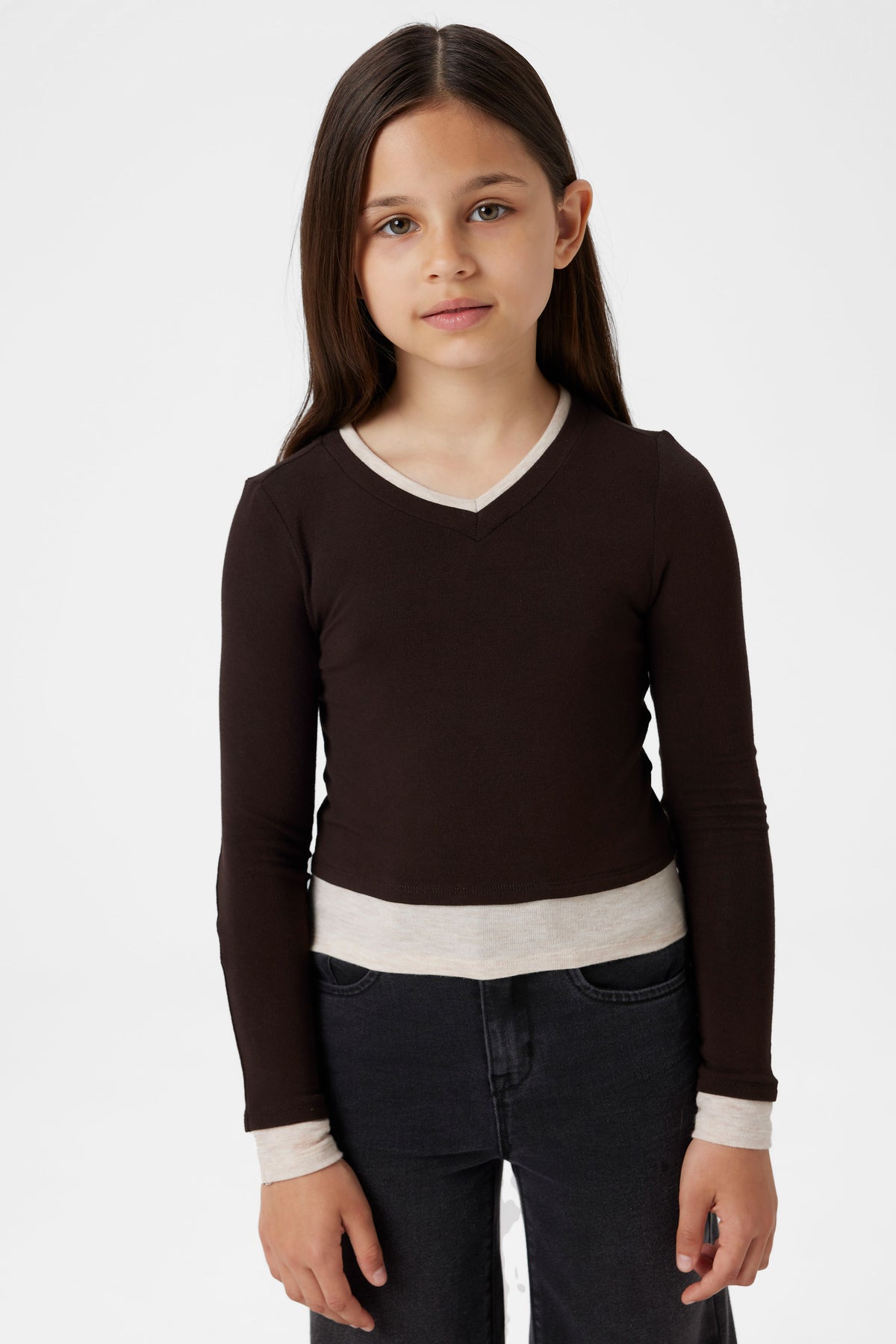 NKFNORA long-sleeve shirt - Black + Beige