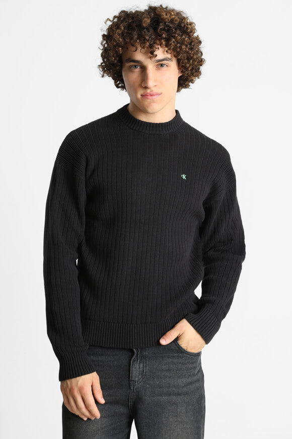 Ribbed knit sweater - Black