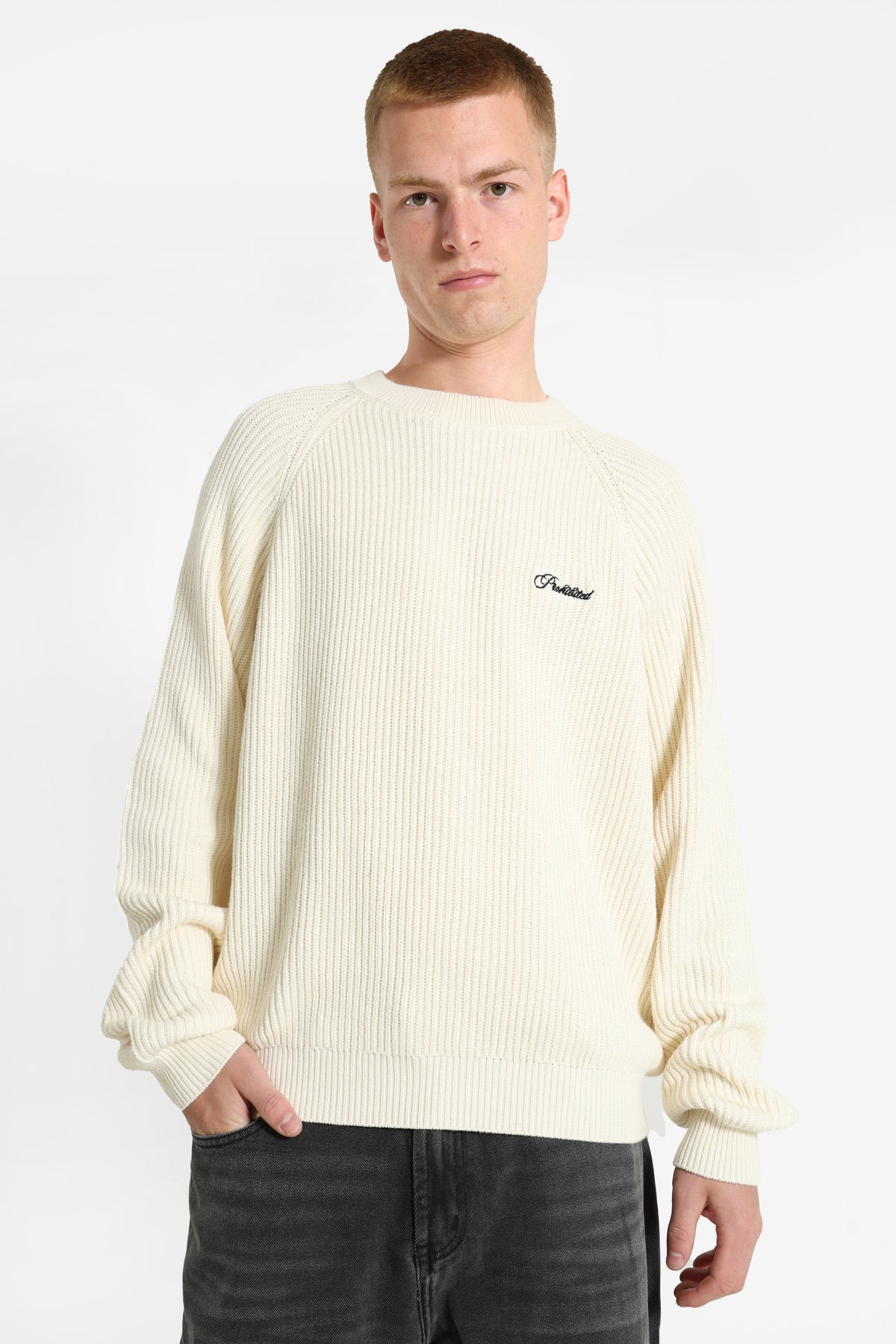 Campus ribbed knit sweater - Cream