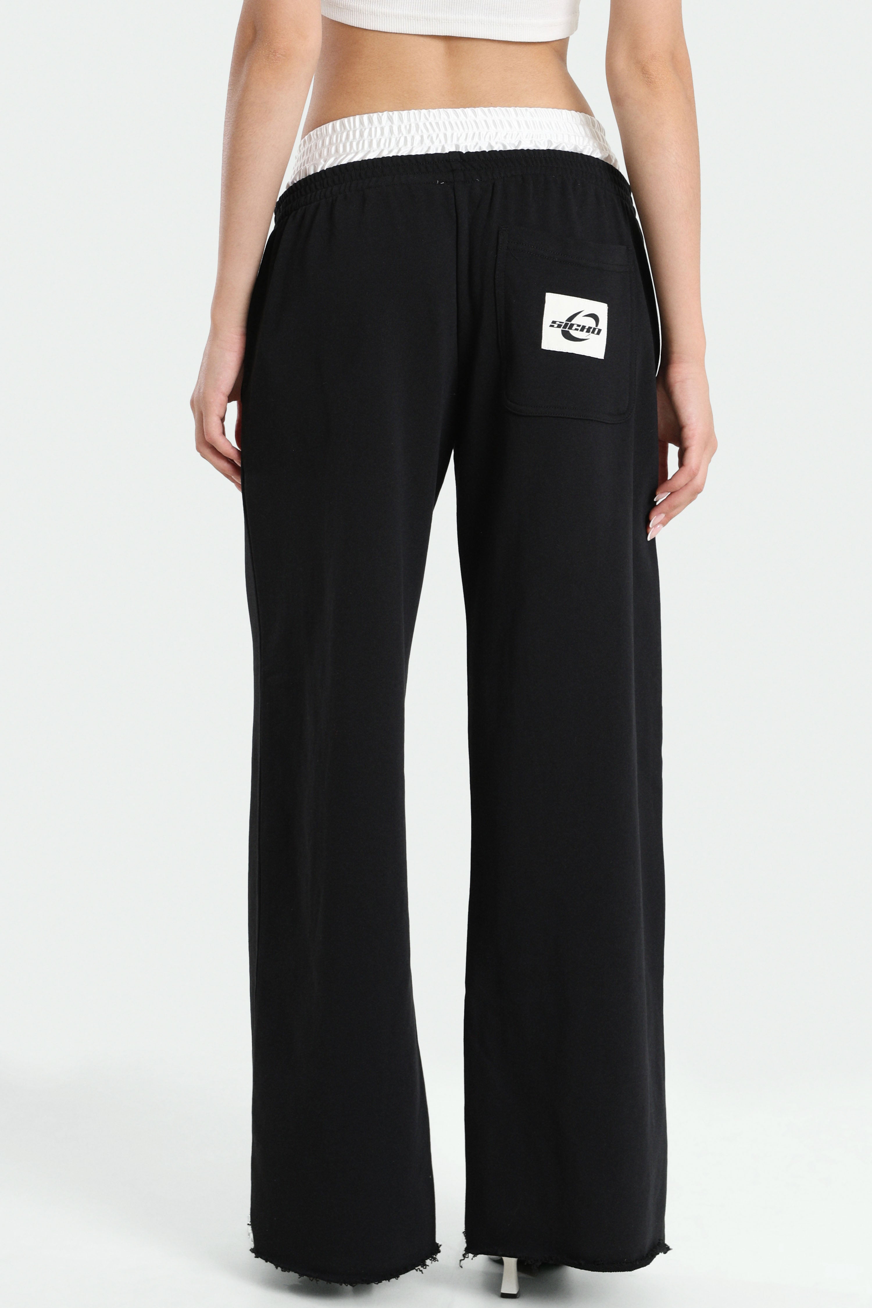 Wide Leg Sweathose - Schwarz