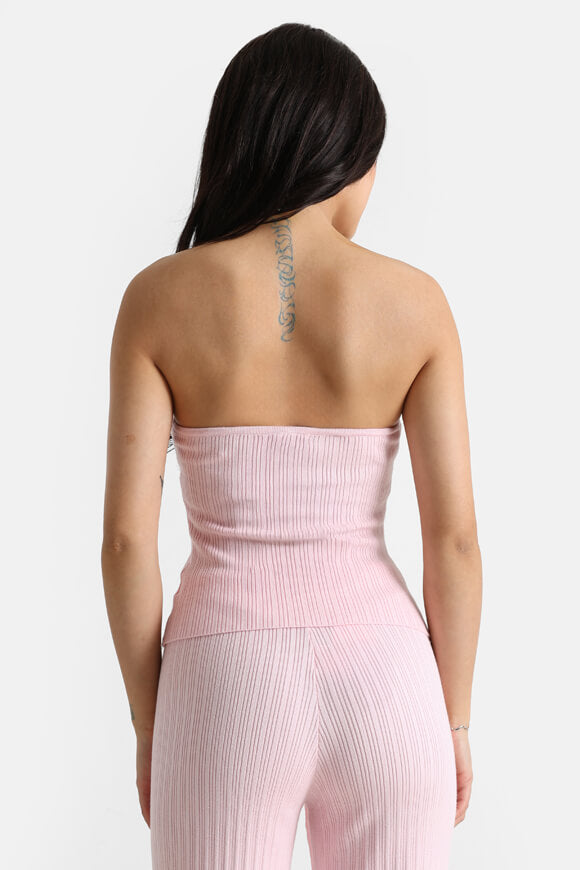 Top in maglia a fascia a coste - Rosa