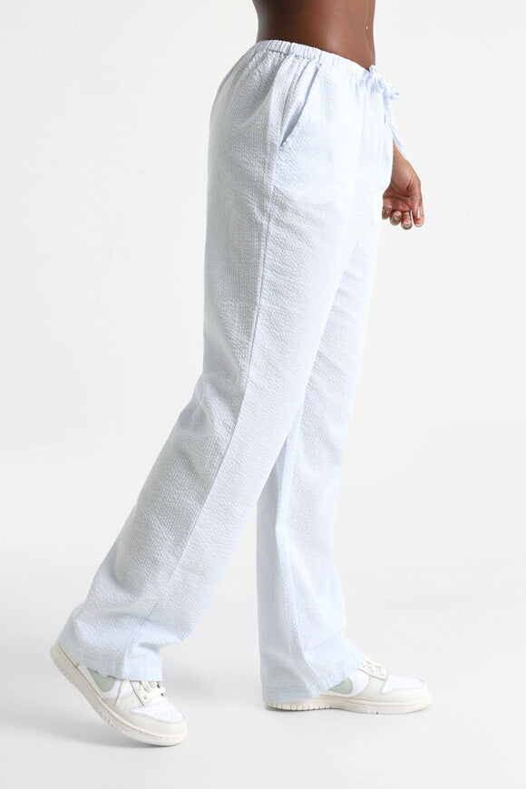 Pantalon en seersucker - bleu clair + blanc