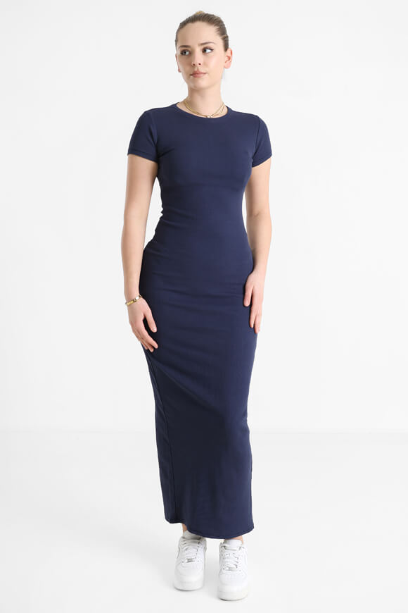 Ribbed maxi dress - navy blue