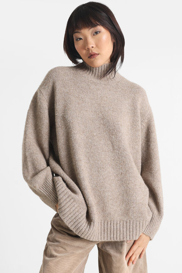 Oversize Strickpullover - Beige meliert