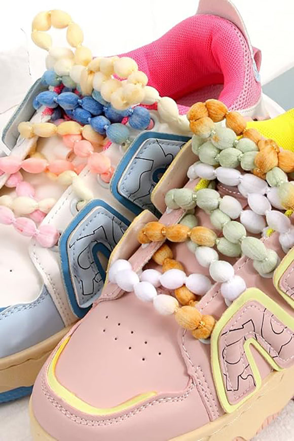 Lacci da scarpe in corda perlata 150 cm - Marrone + Beige