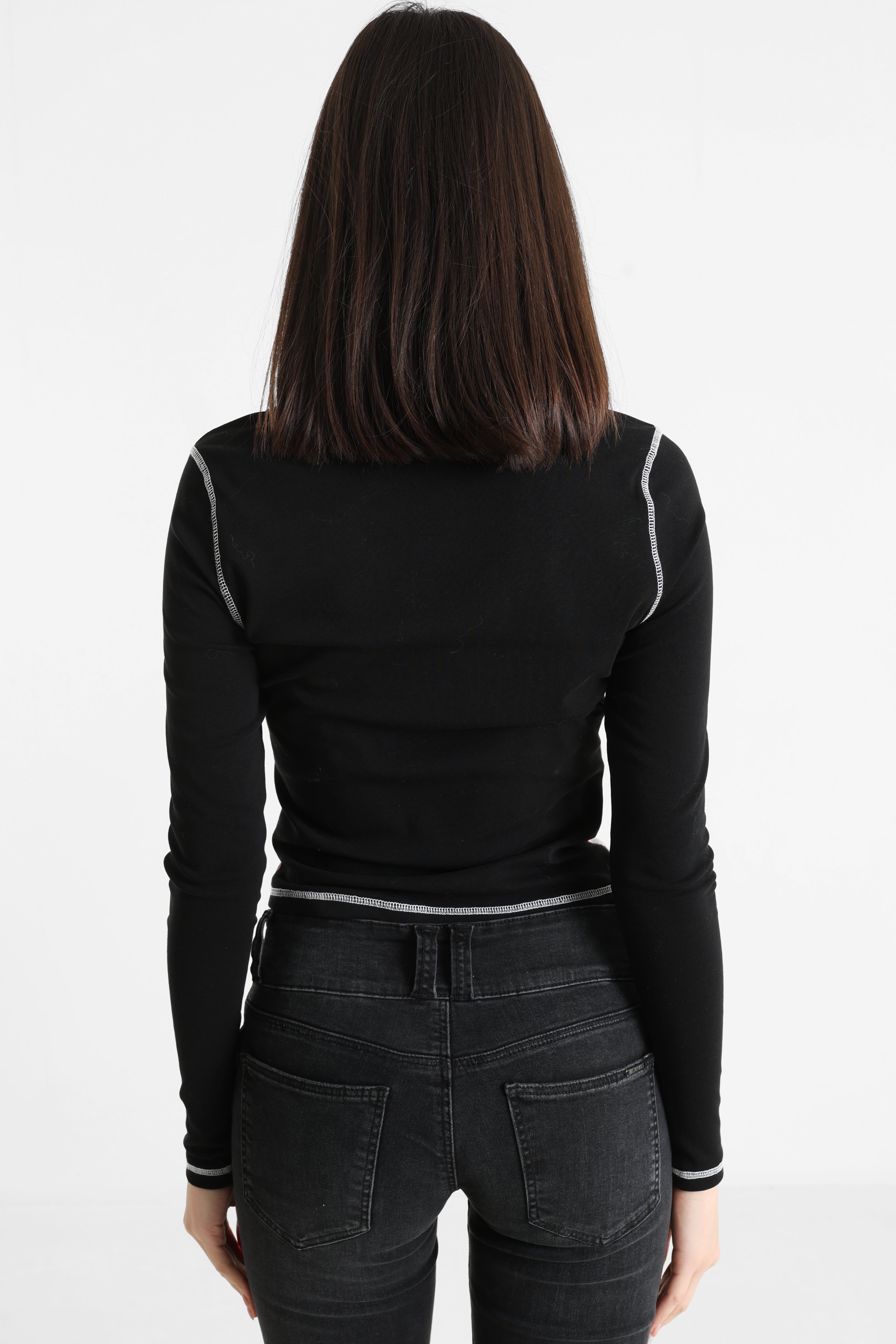 Camicia a maniche lunghe - nero + rosa