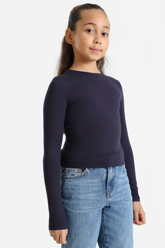 Crop Langarmshirt - Marineblau