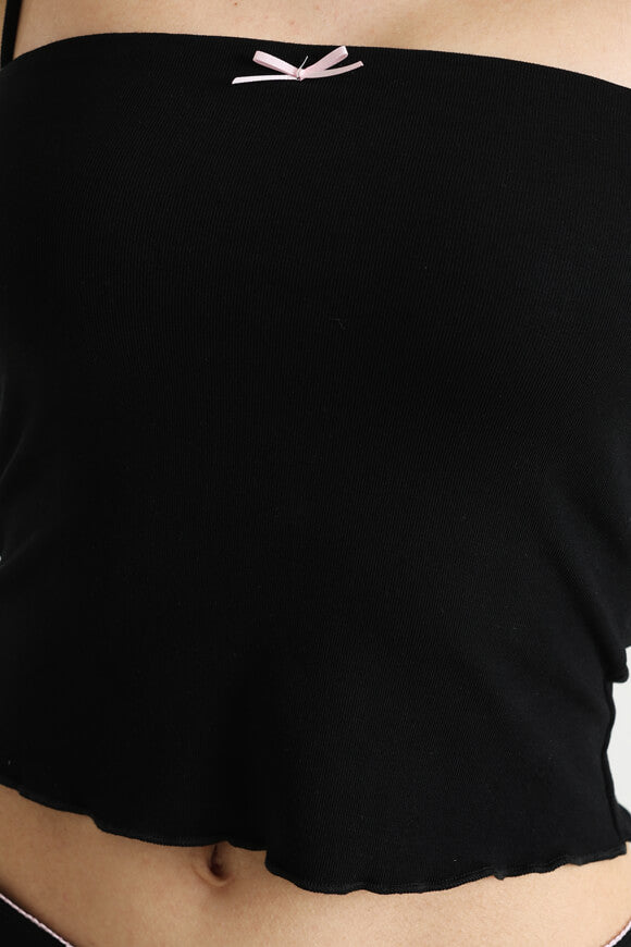 Crop Trägertop - Schwarz