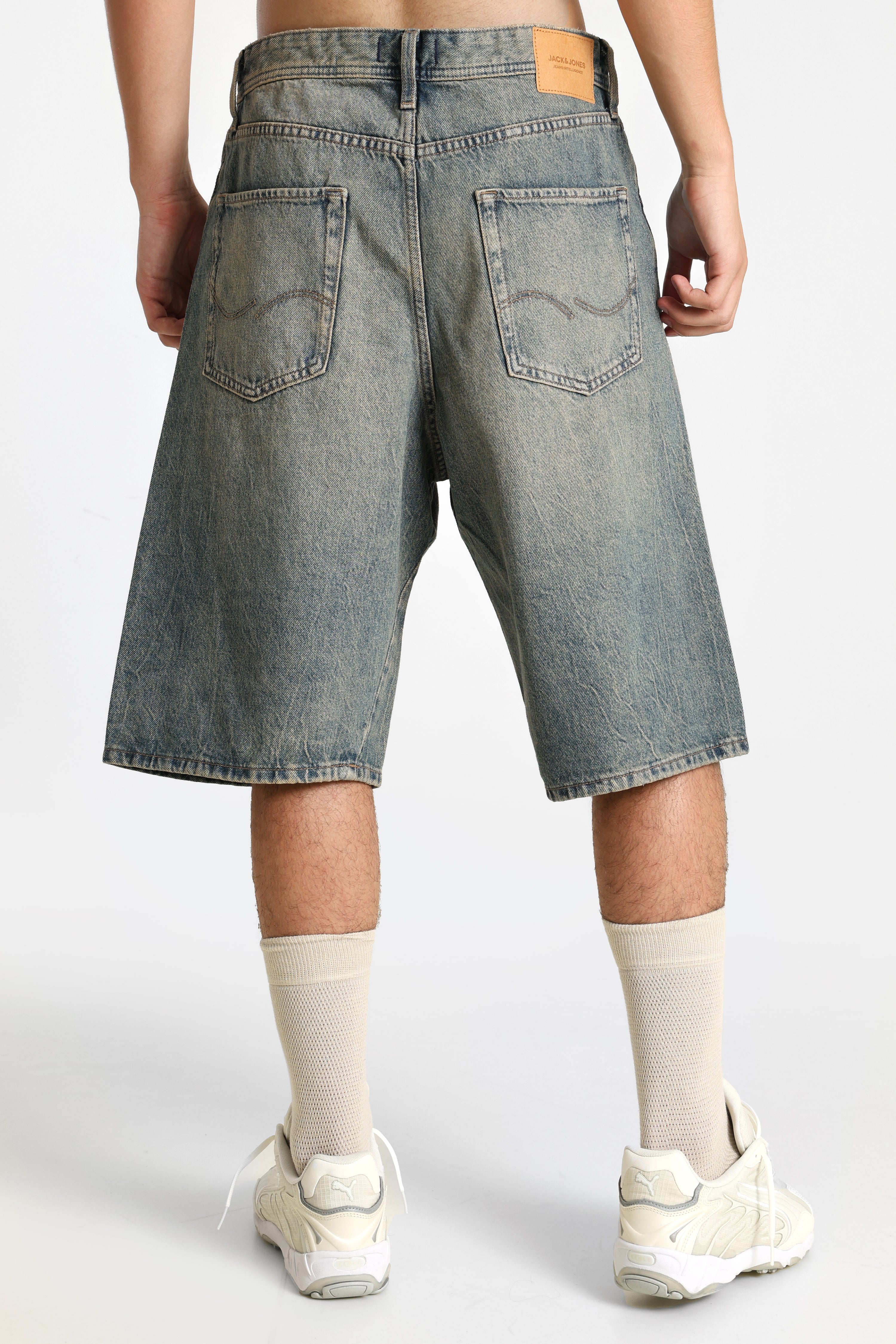 Iron Extra Baggy Fit Jeans Bermudashorts - Blue Denim