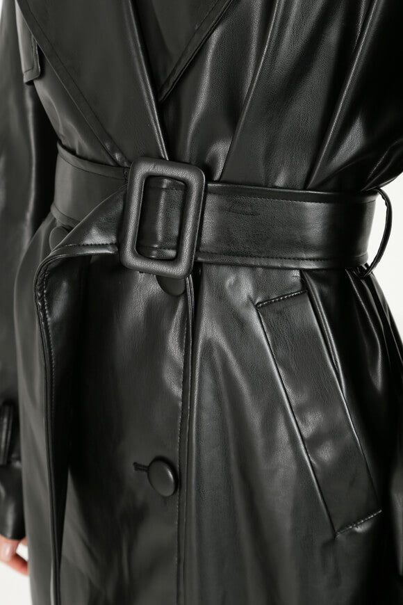 Trenchcoat en similicuir - Noir