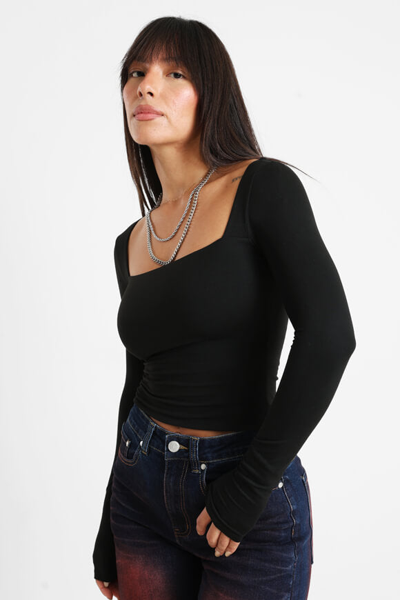 Crop long sleeve shirt - Black