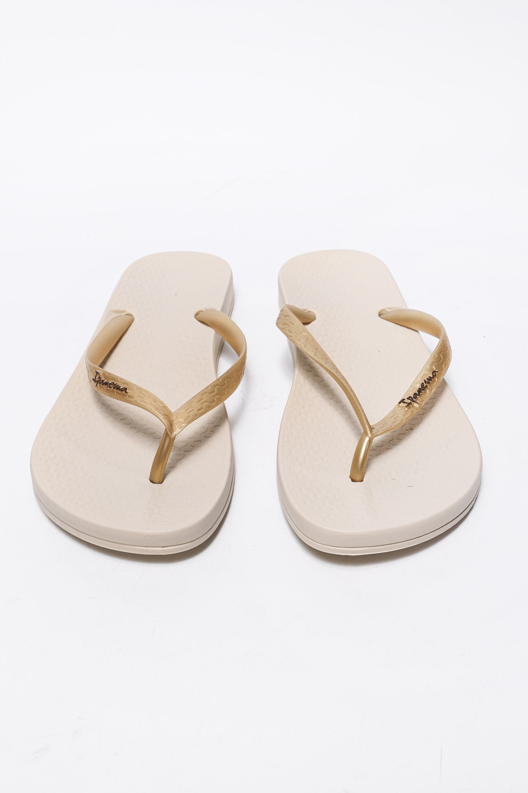 Flip Flops - Beige + Gold