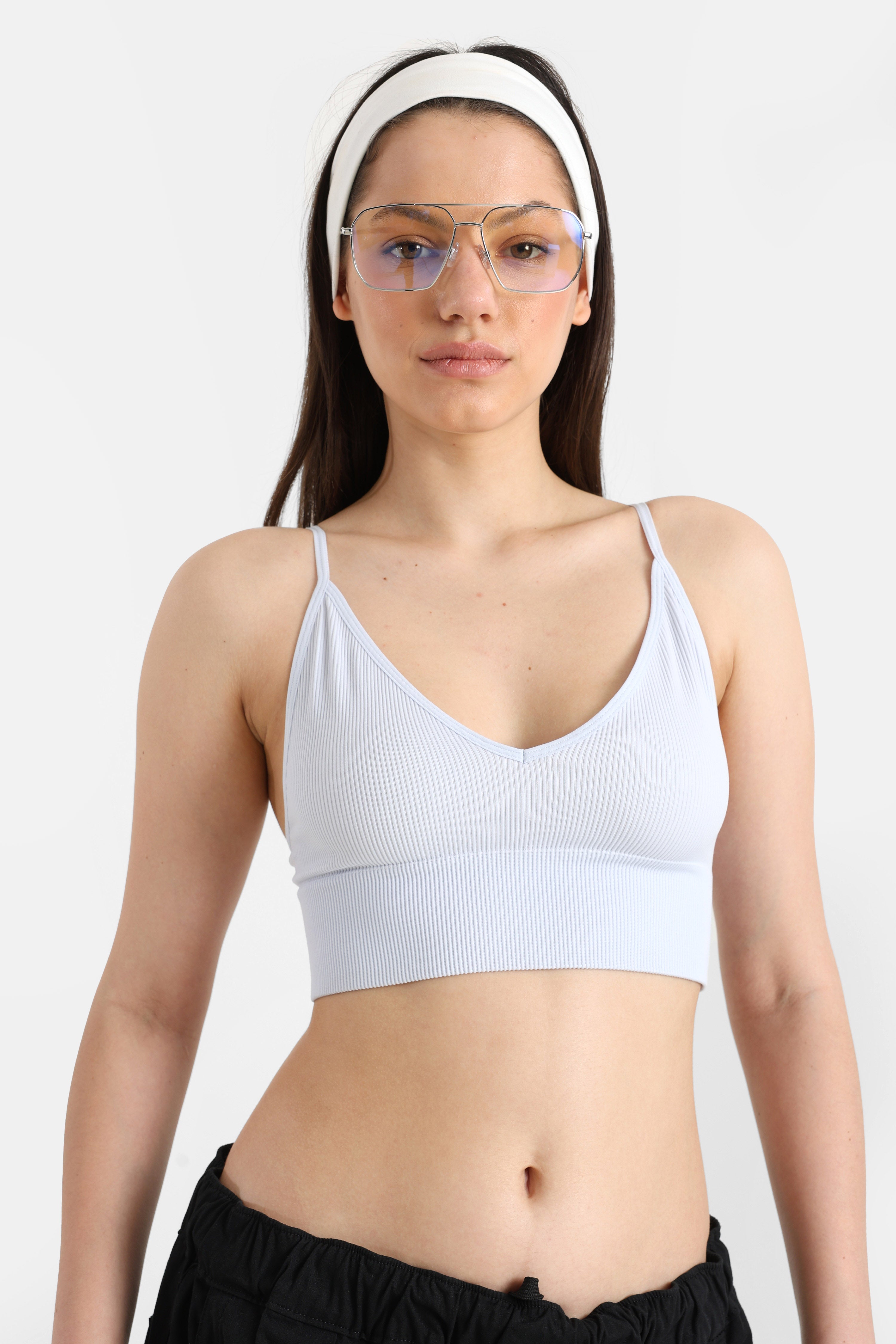 ONLVICKY Geripptes Crop Top - Ancient Water