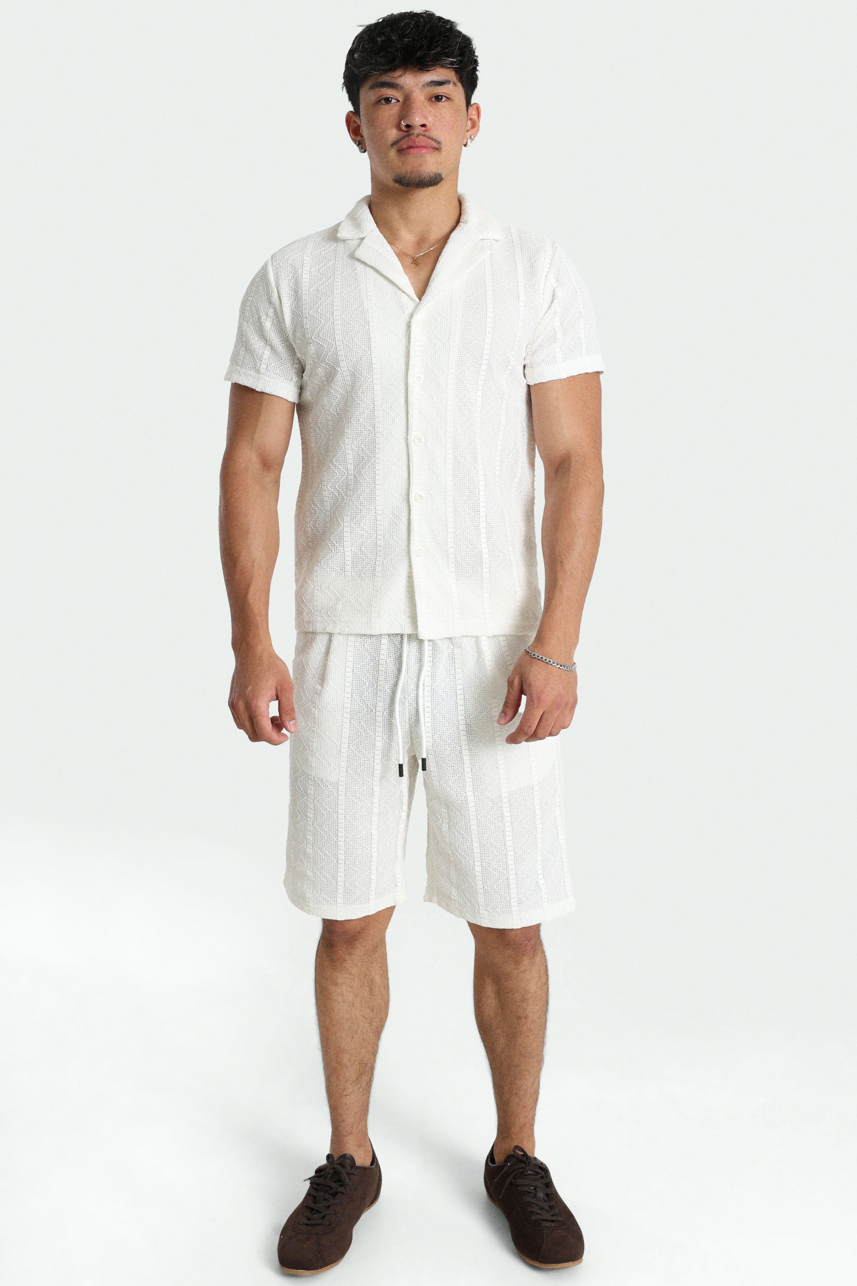 Shirt in structured fabric - White