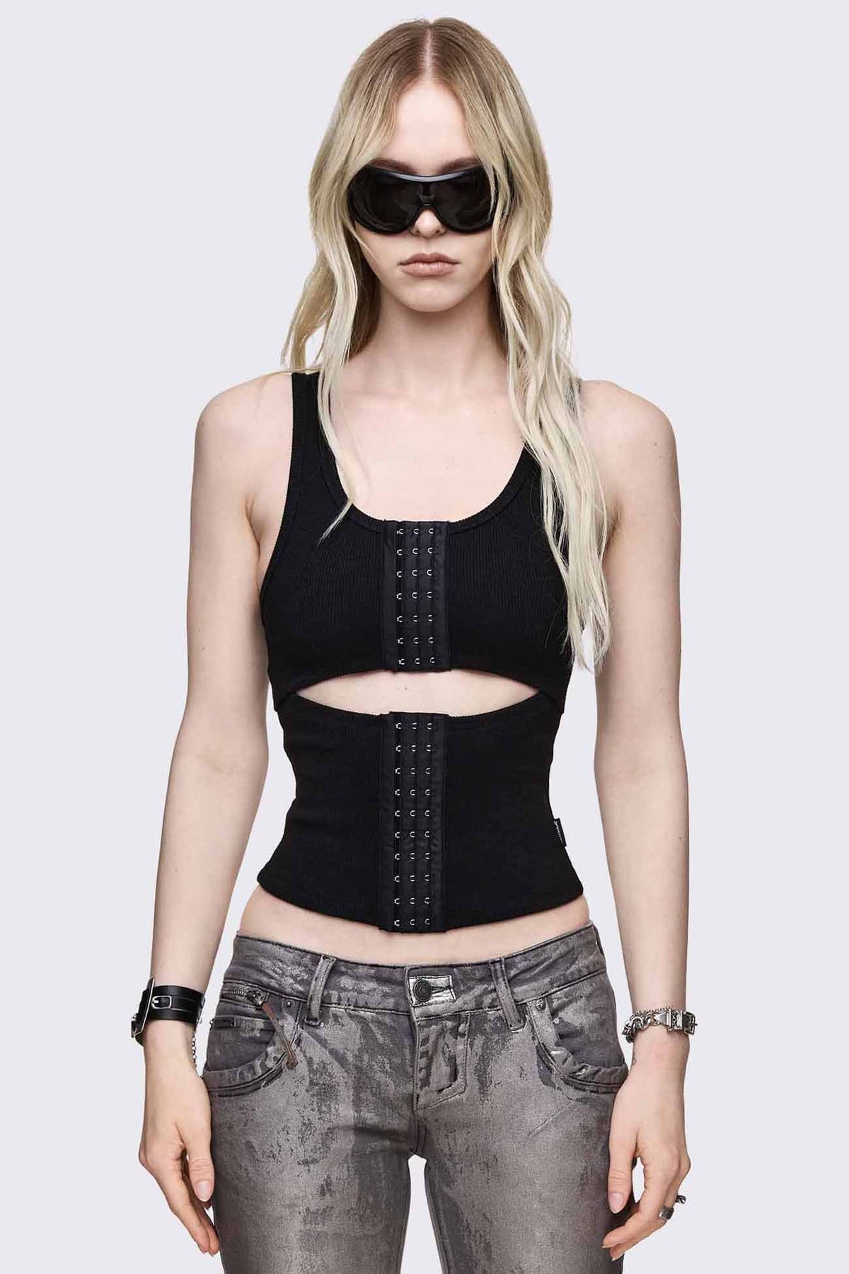 No Escape ribbed cropped tank top - Black