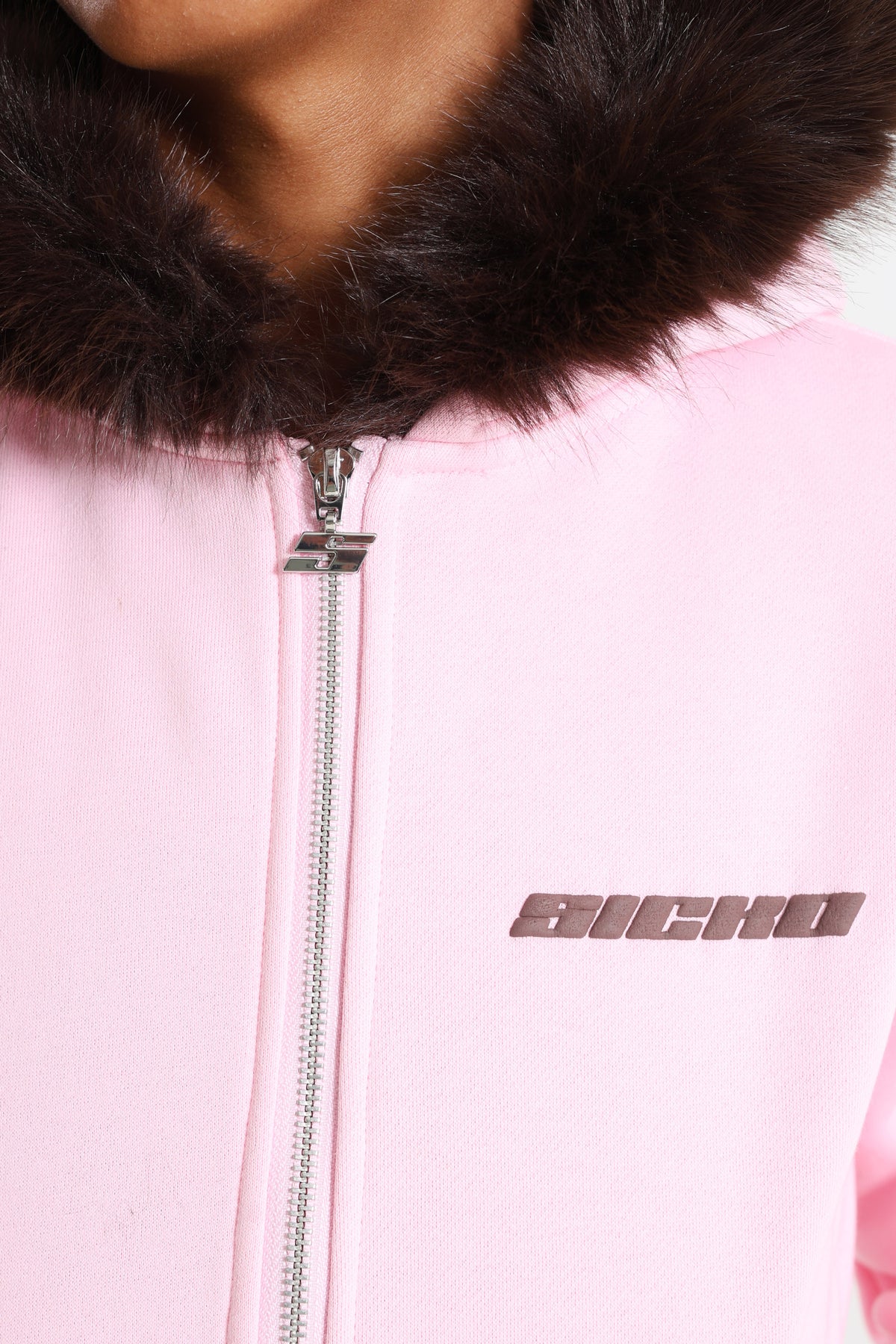 Kapuzensweatjacke - Pink + Braun