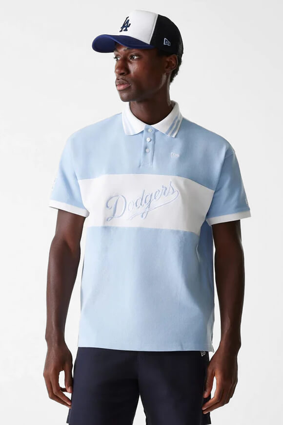 Oversize polo shirt - Light Blue + White