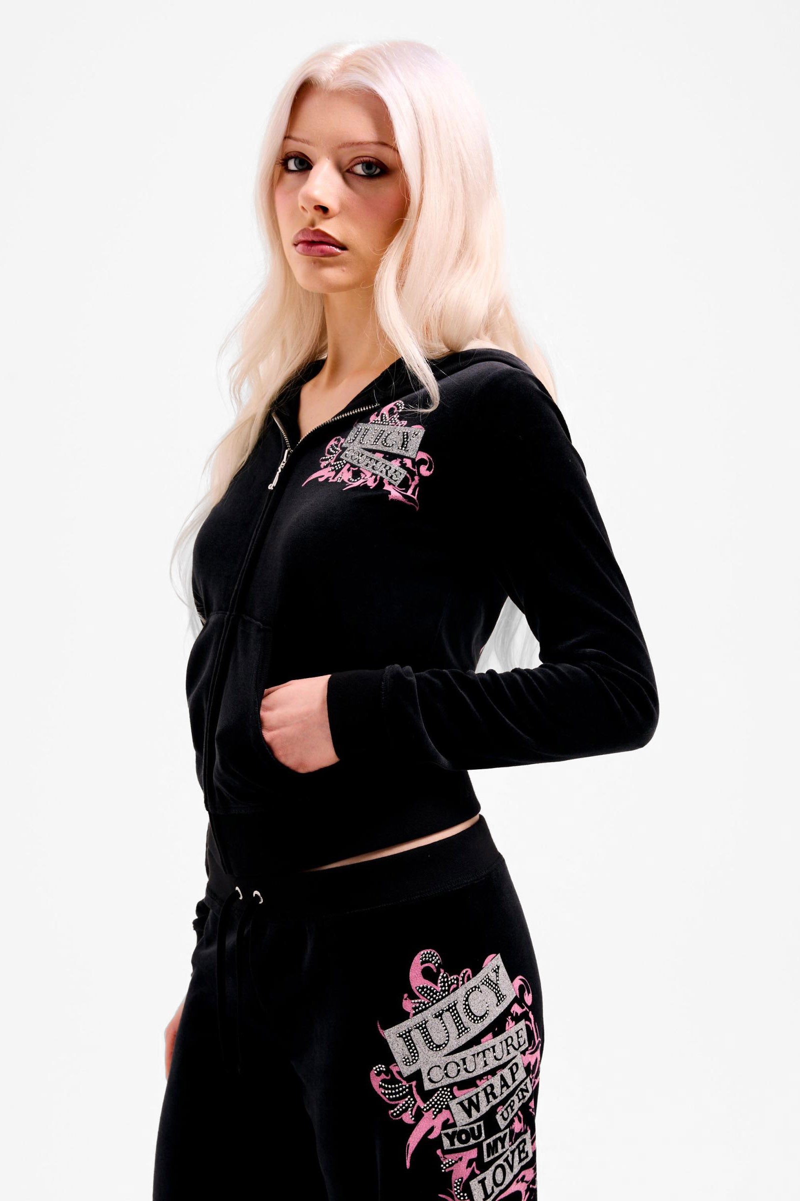 Crop Samt Jacke - Black