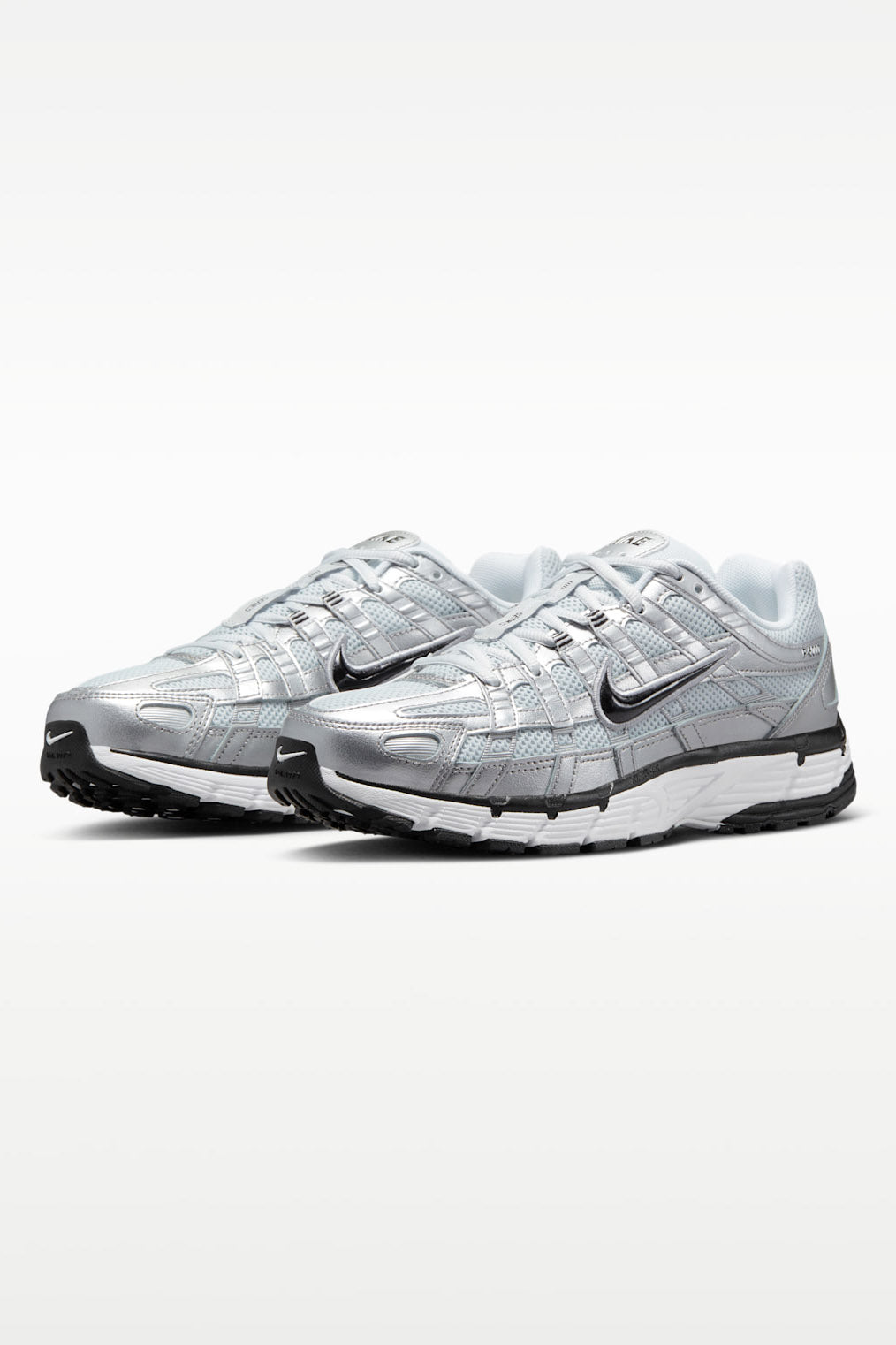 P-6000 Sneaker - White + Black + Metallic Silver