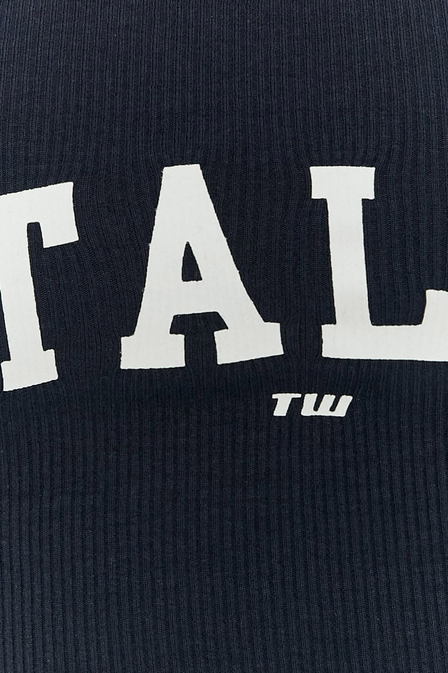 Top corto a coste con spalline - Navy + White