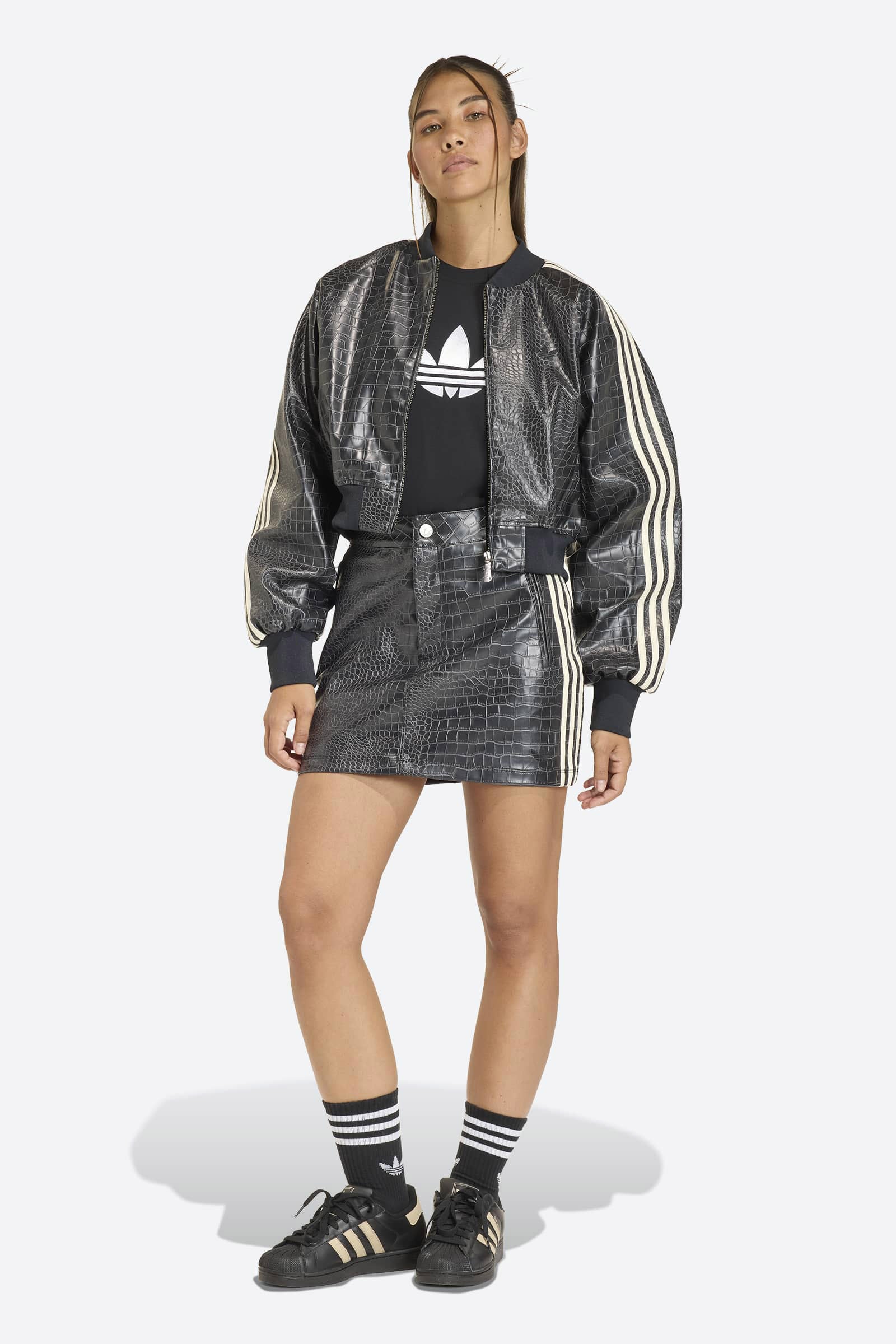 Bomber Kunstlederjacke - Black