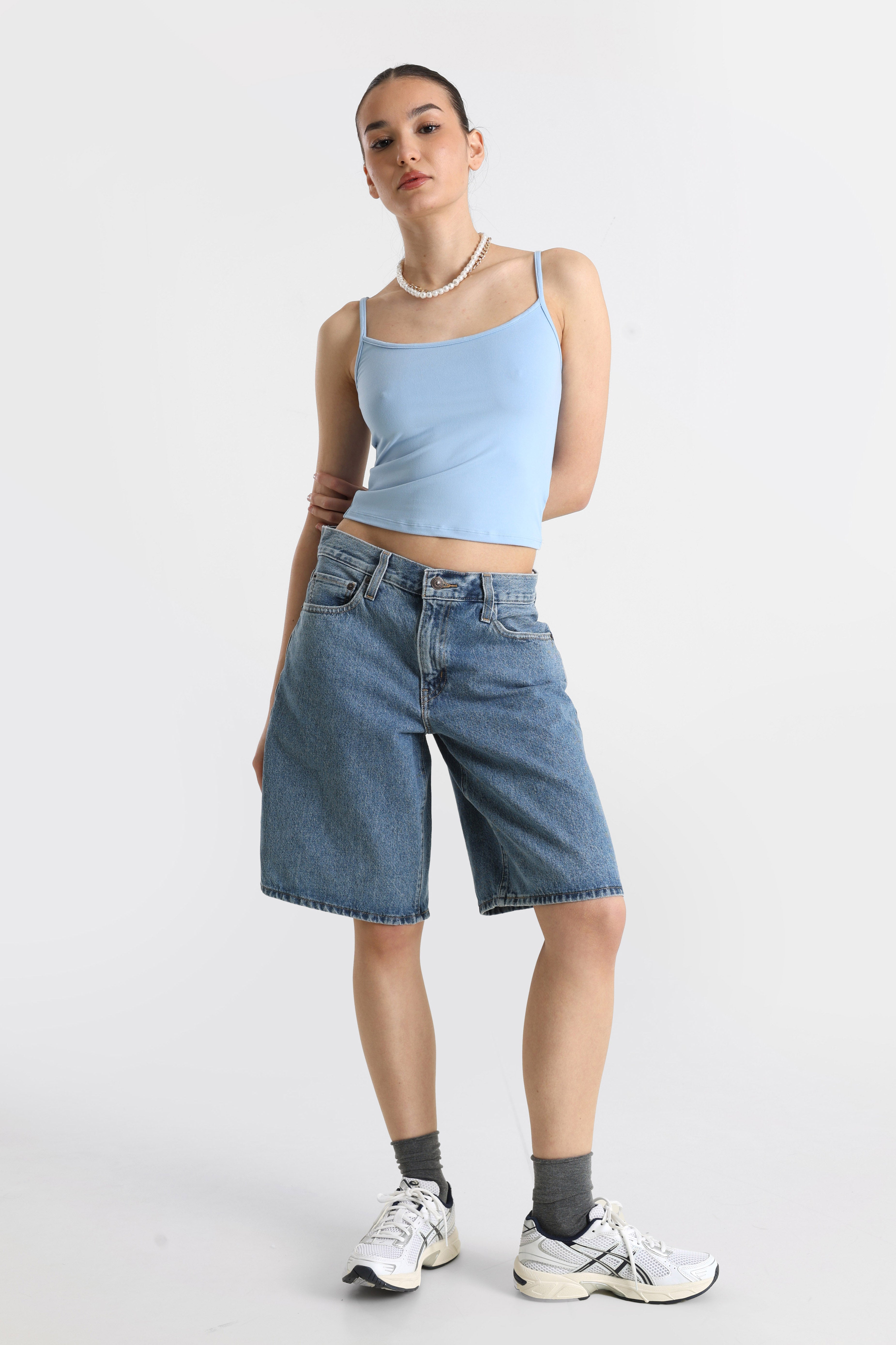 Crop Trägertop - Blau