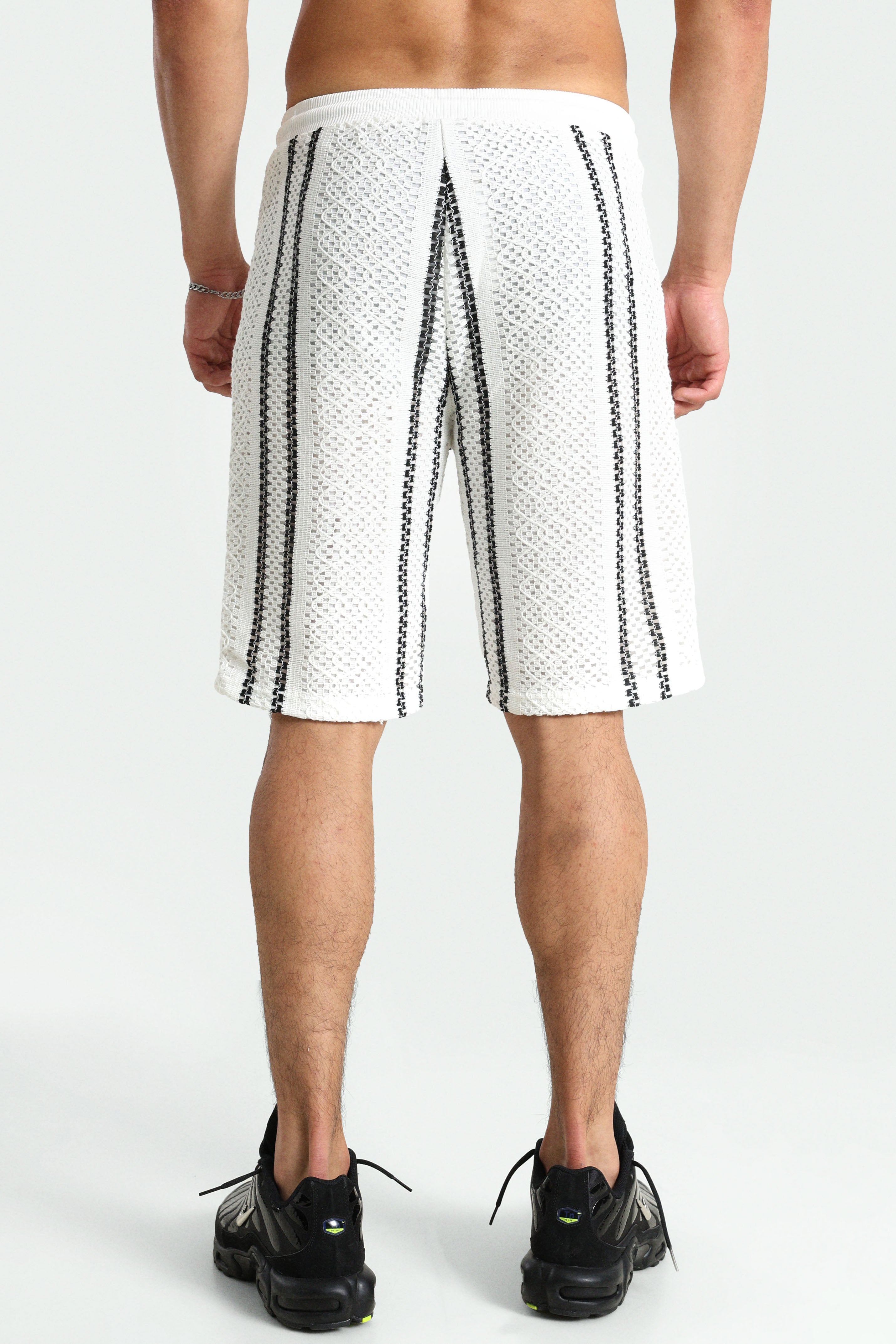 Pantaloncini in tessuto strutturato - Offwhite + Black