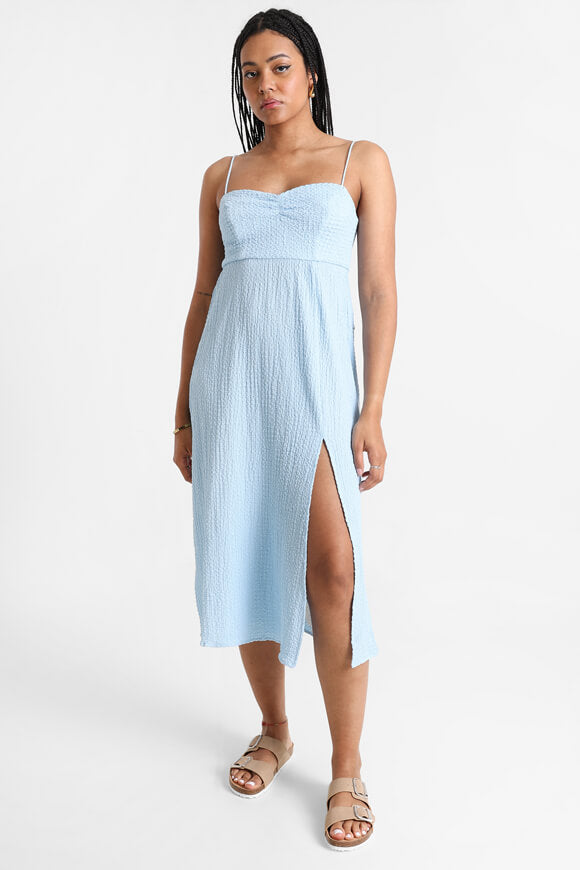 Robe midi en tissu structuré - Bleu clair