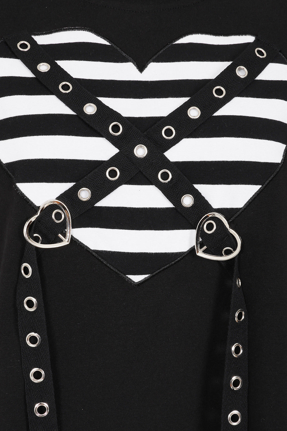 Oversize Langarmshirt mit Nieten - Black + White