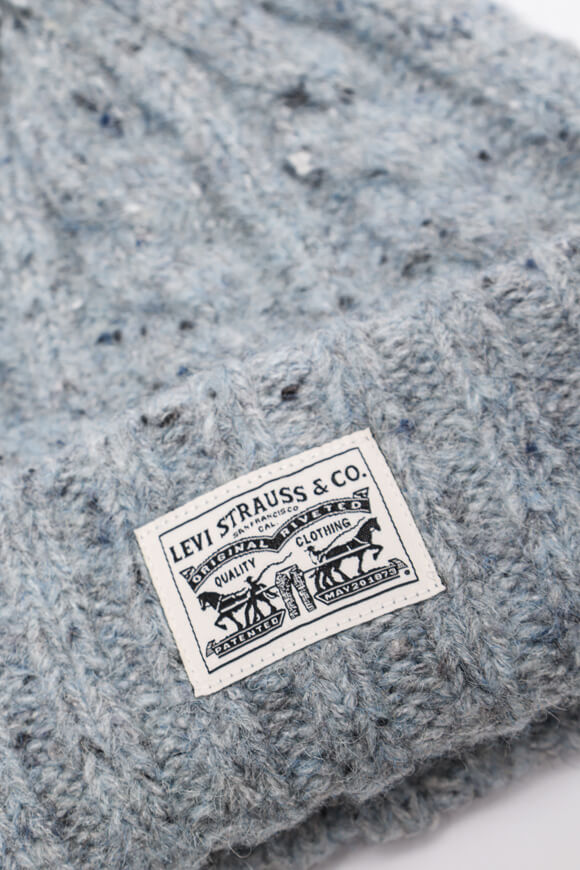 Pom-Beanie - Light Blue Heather
