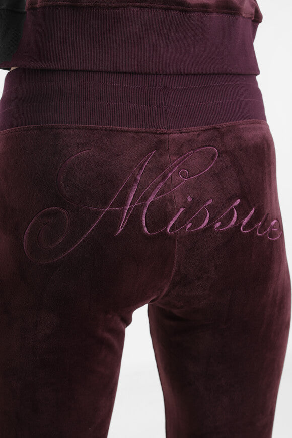 Pantaloni svasati in velluto - melanzana