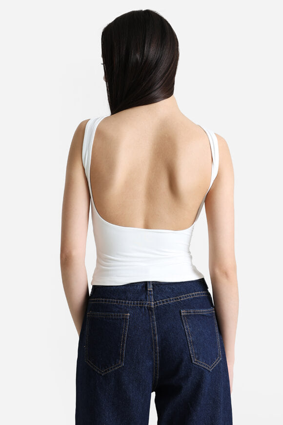 Crop top con scollo a farfalla - Offwhite