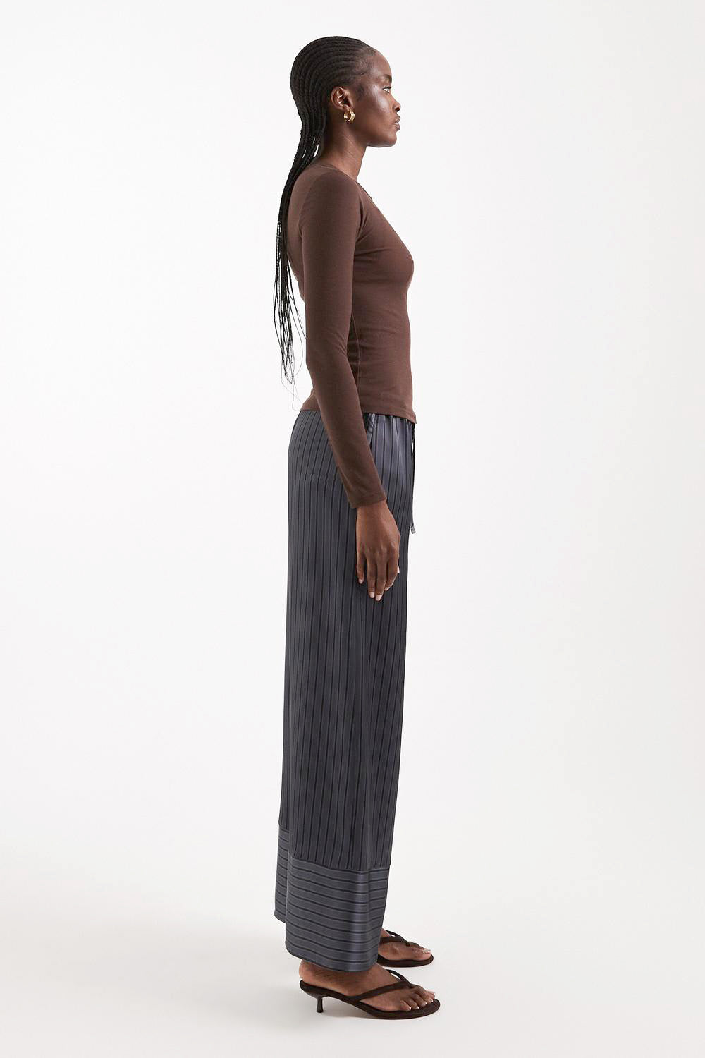 TSARDO satin wide-leg trousers - Charcoal Grey