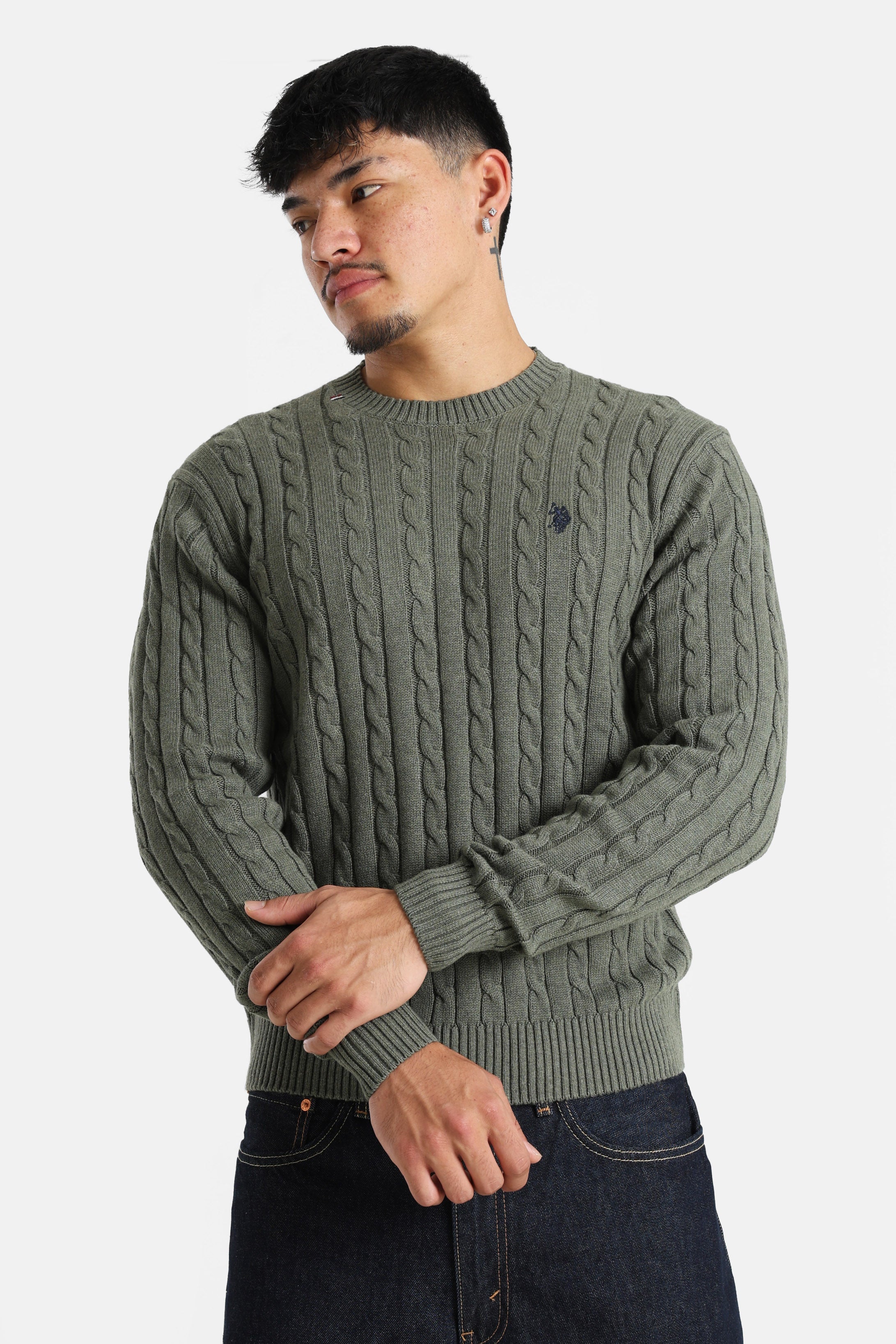 Bert knitted sweater - Olive Heather