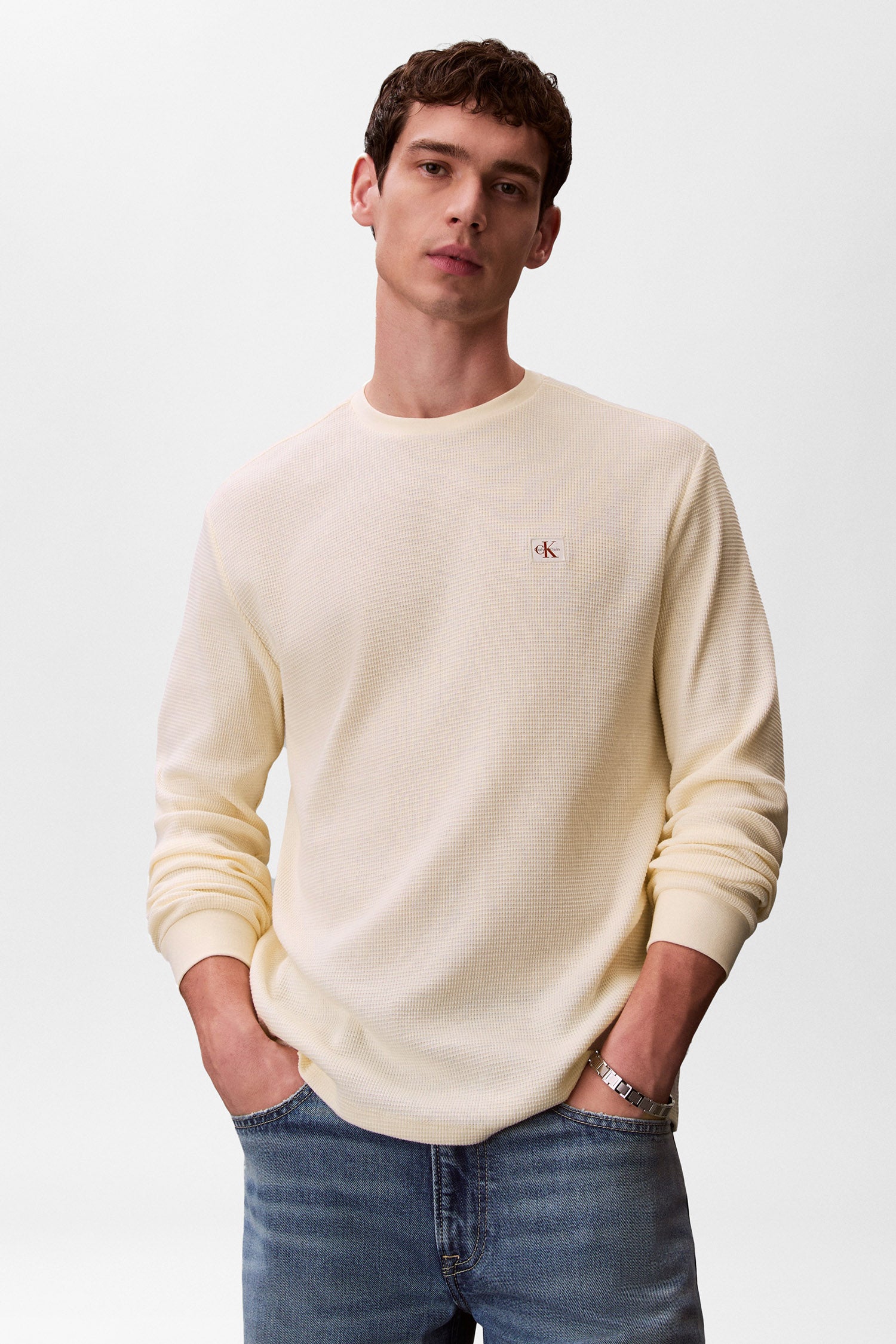 Langarmshirt mit Waffelstruktur - Calico