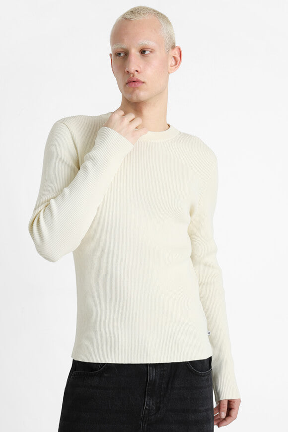 Gerippter Strickpullover - Offwhite
