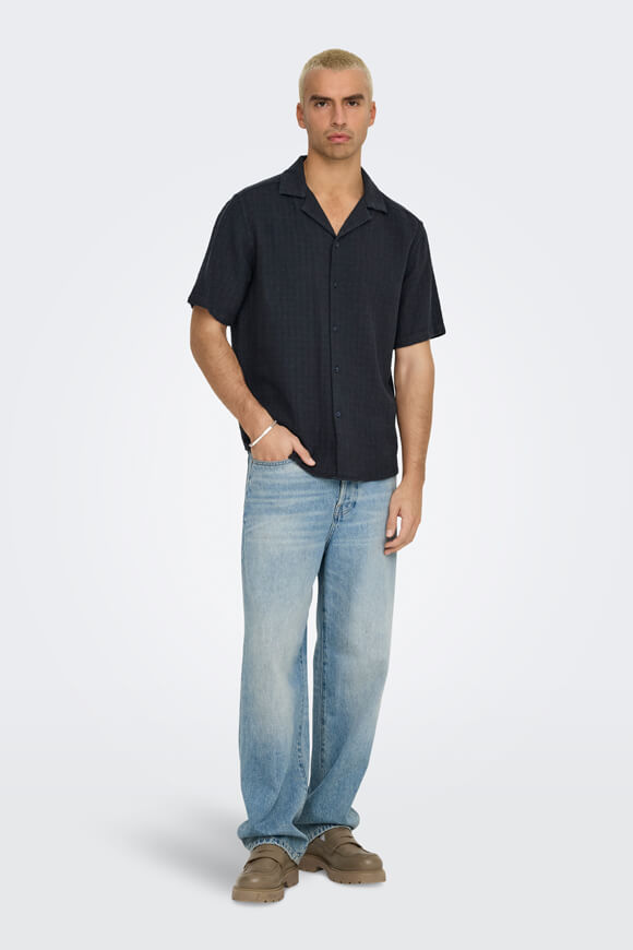 ONSLATHAM Leinenhemd - Dark Navy
