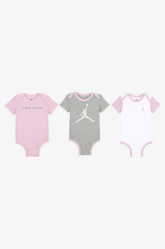 Lot de trois bodies pour bébé - Pink Foam + Grey Heather + White