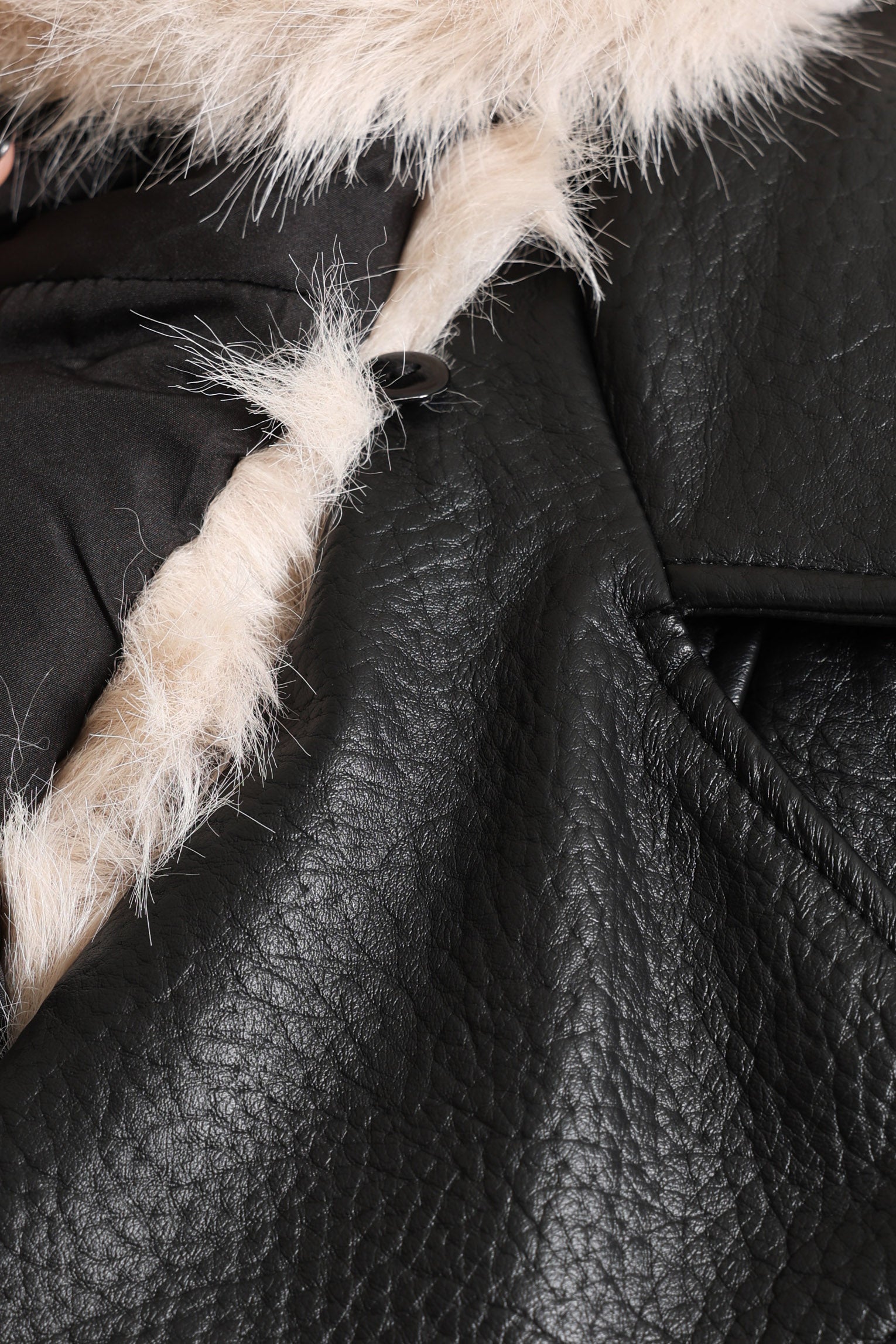 Giacca biker in ecopelle - Black + Light Beige