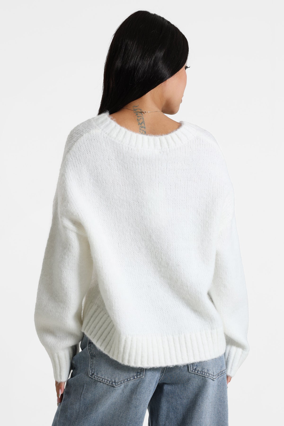 Oversize Strickpullover - Offwhite