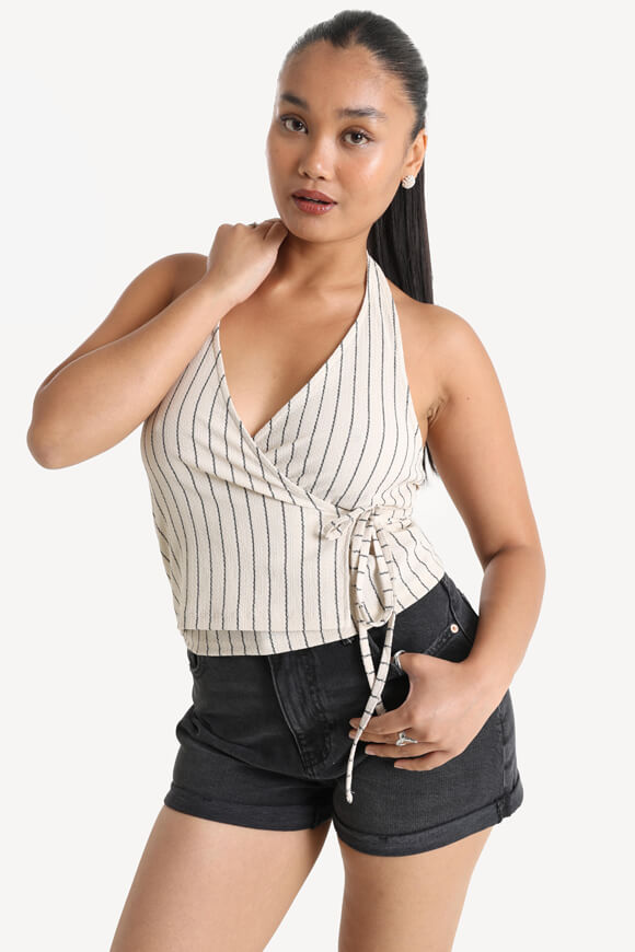 ONLBILL Neckholder Crop Top - Summer Sand + Black