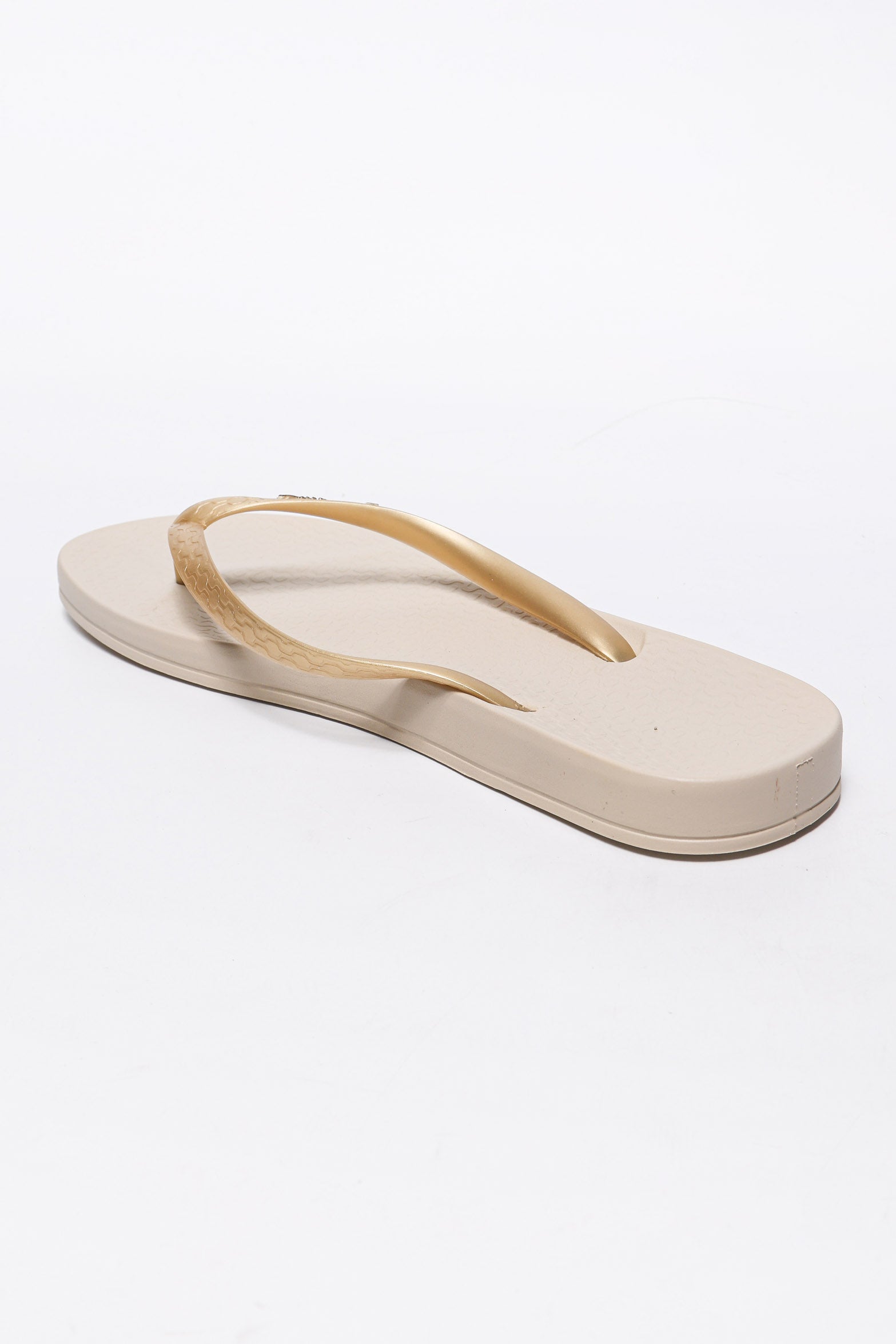 Flip Flops - Beige + Gold