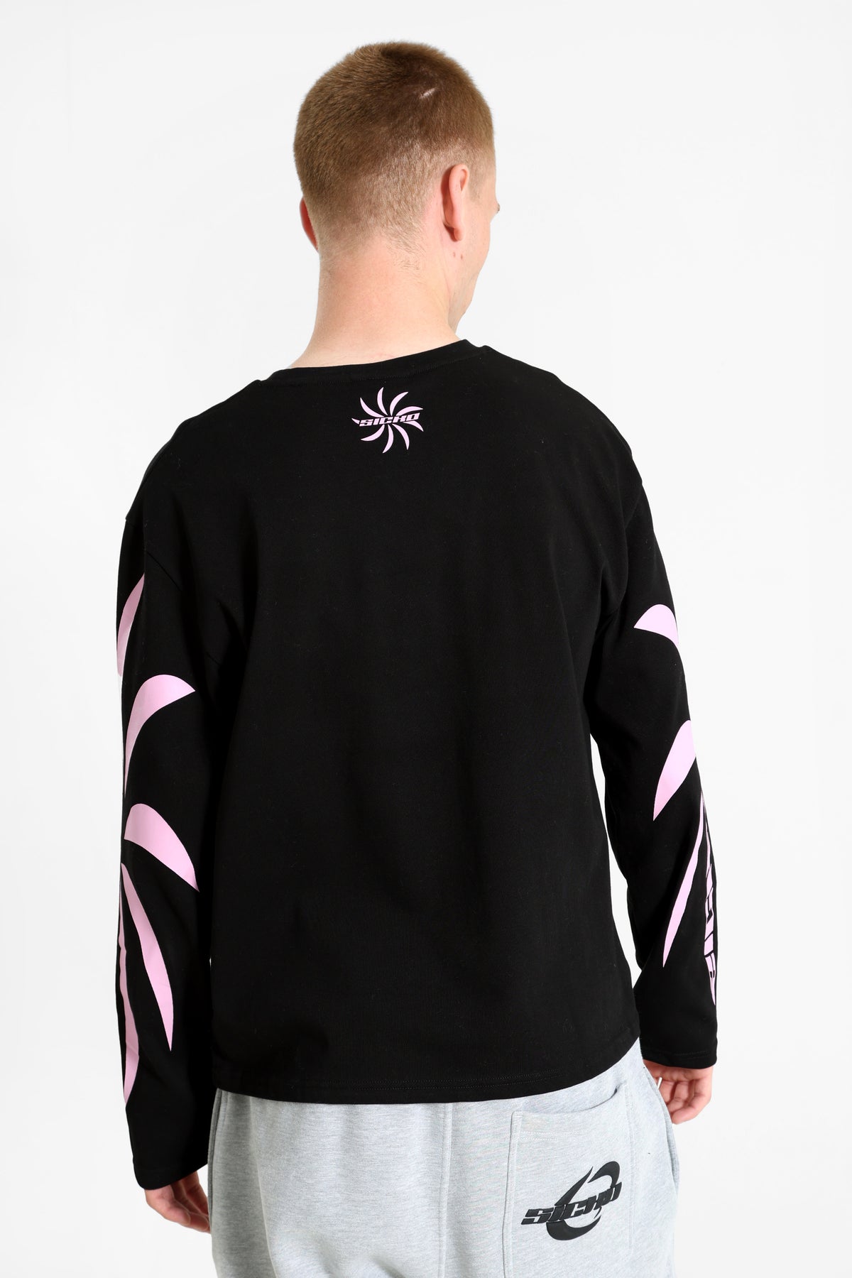 Langarmshirt - Schwarz + Rosa