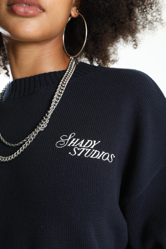 Oversized knitted sweater - dark blue