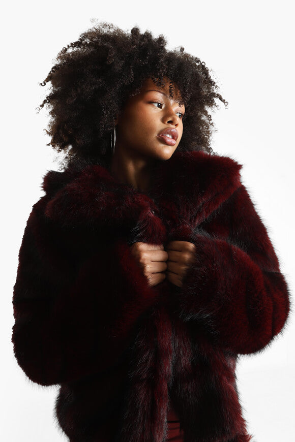 Cappotto in pelliccia sintetica - Bordeaux