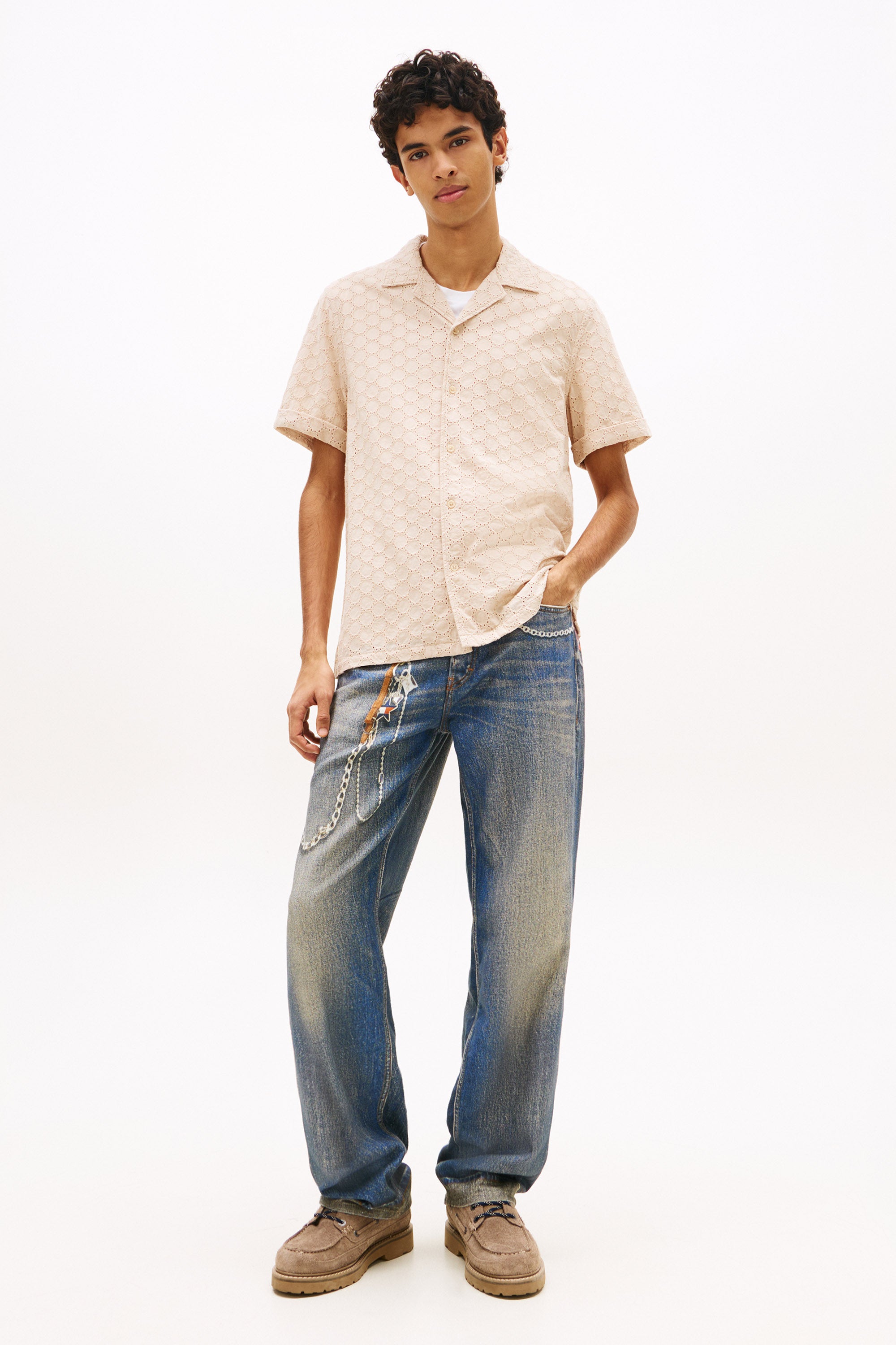 Strukturiertes Hemd - White Clay