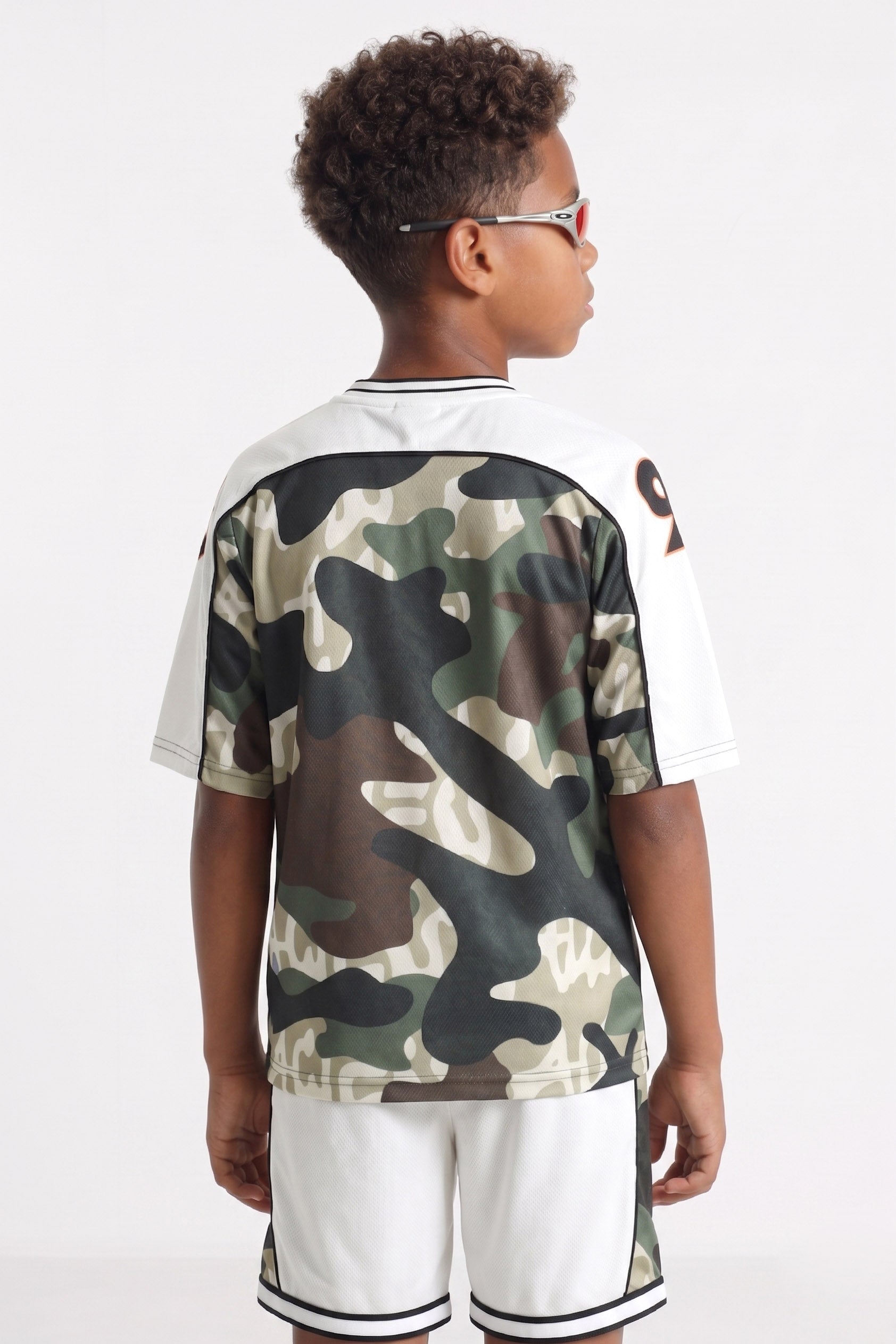 Mesh T-Shirt - Grün Camouflage + Weiss